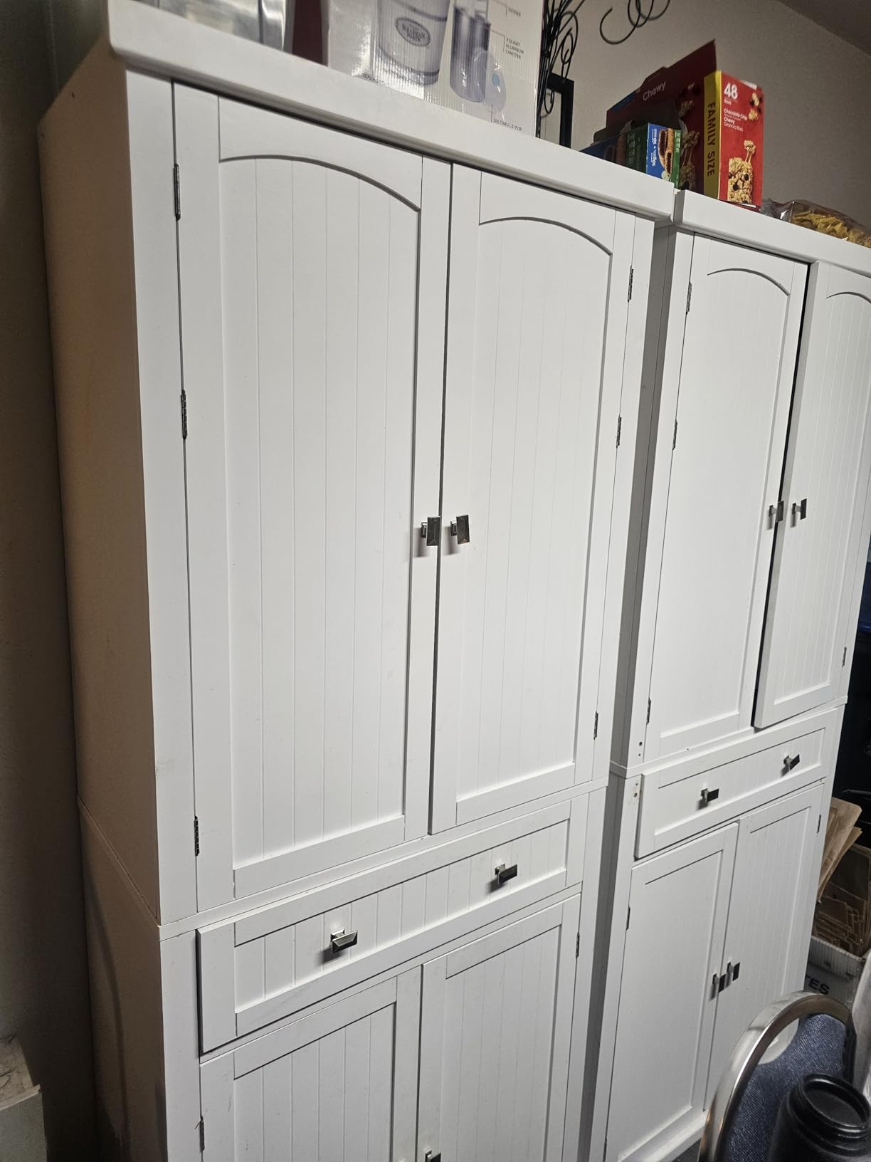 VASAGLE LIRY Collection - Pantry Cabinet, 70.3-Inch Tall Farmhouse Kitchen Storage Cabinet with Barn Doors, Drawer, Tray, Adjustable Shelves, for Kitchen, Dining Room, Rustic White UBBK364W01 customer photo 2