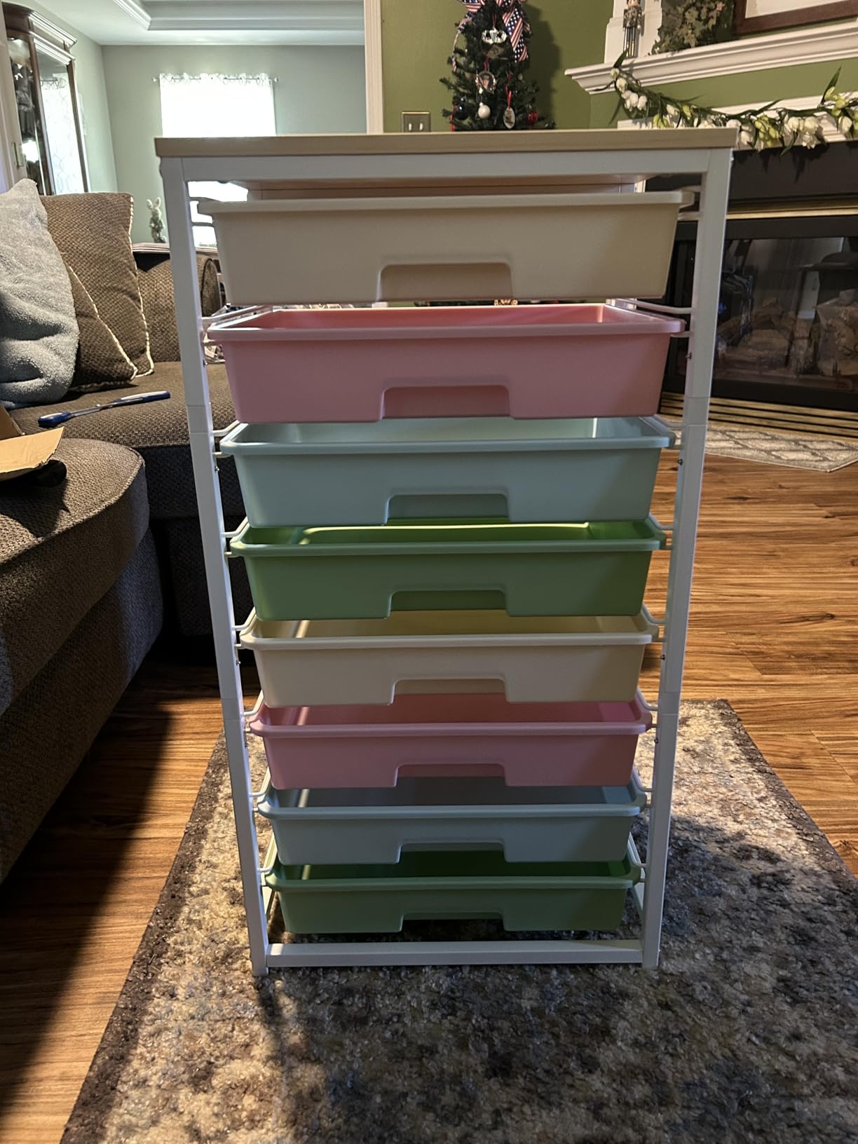 Rolling Storage Utility Cart Organizers with 8 Drawers and Wooden Tabletop for Living Room, Office, Classroom, Craft Room, Bedroom, Dorm, Green customer photo 2