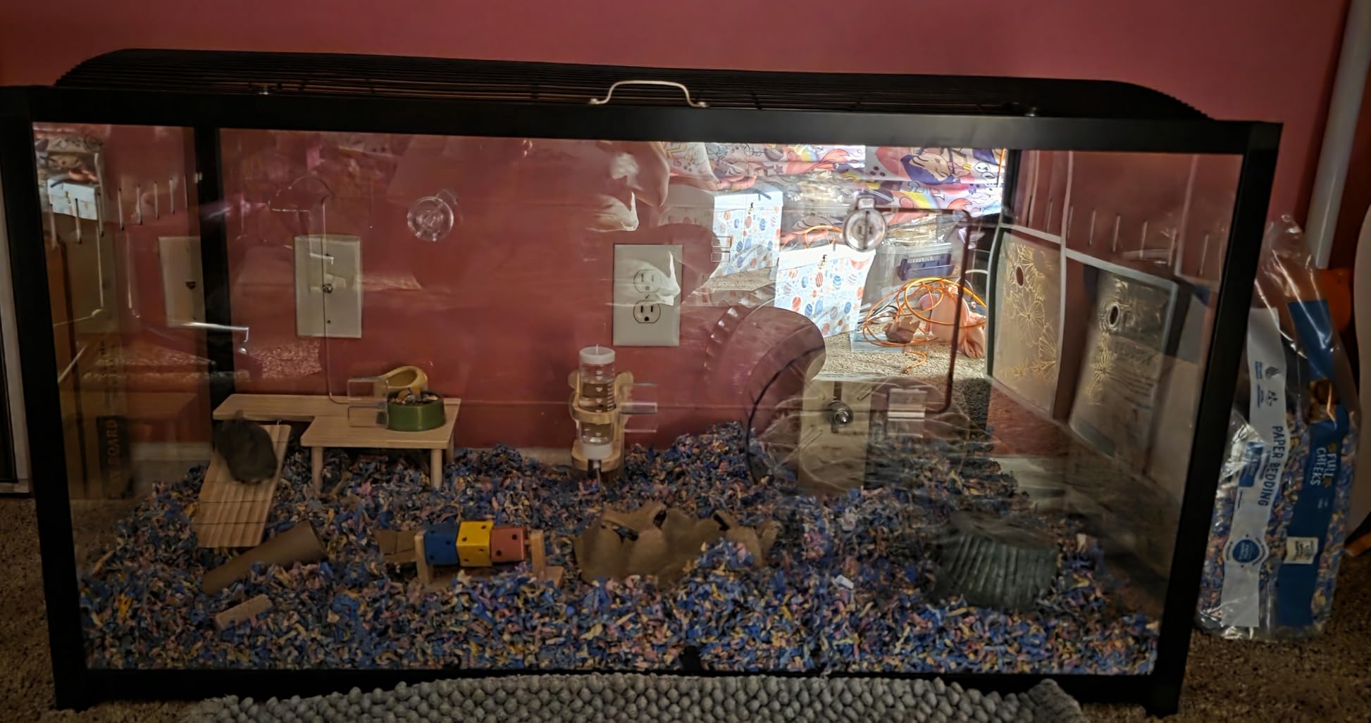 VEVOR Hamster Cage, 360-Degree Viewing Transparent Hamster Habitats, Small Animal Cage, 22.8 x 15 x 21.3 in, Ventilated Pet Mouse Cages with Water Bottle customer photo 1