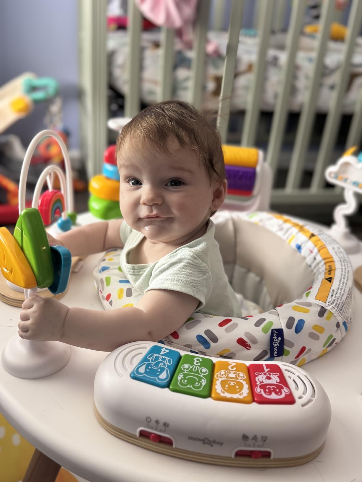 Little Acorn, 4-in-1 Baby Activity Center | Montessori-Inspired Design | 8 Interactive Toys | Tummy Time, Exersaucer & Toddler Table | Shower Gift | Essential (Sun) customer photo 1