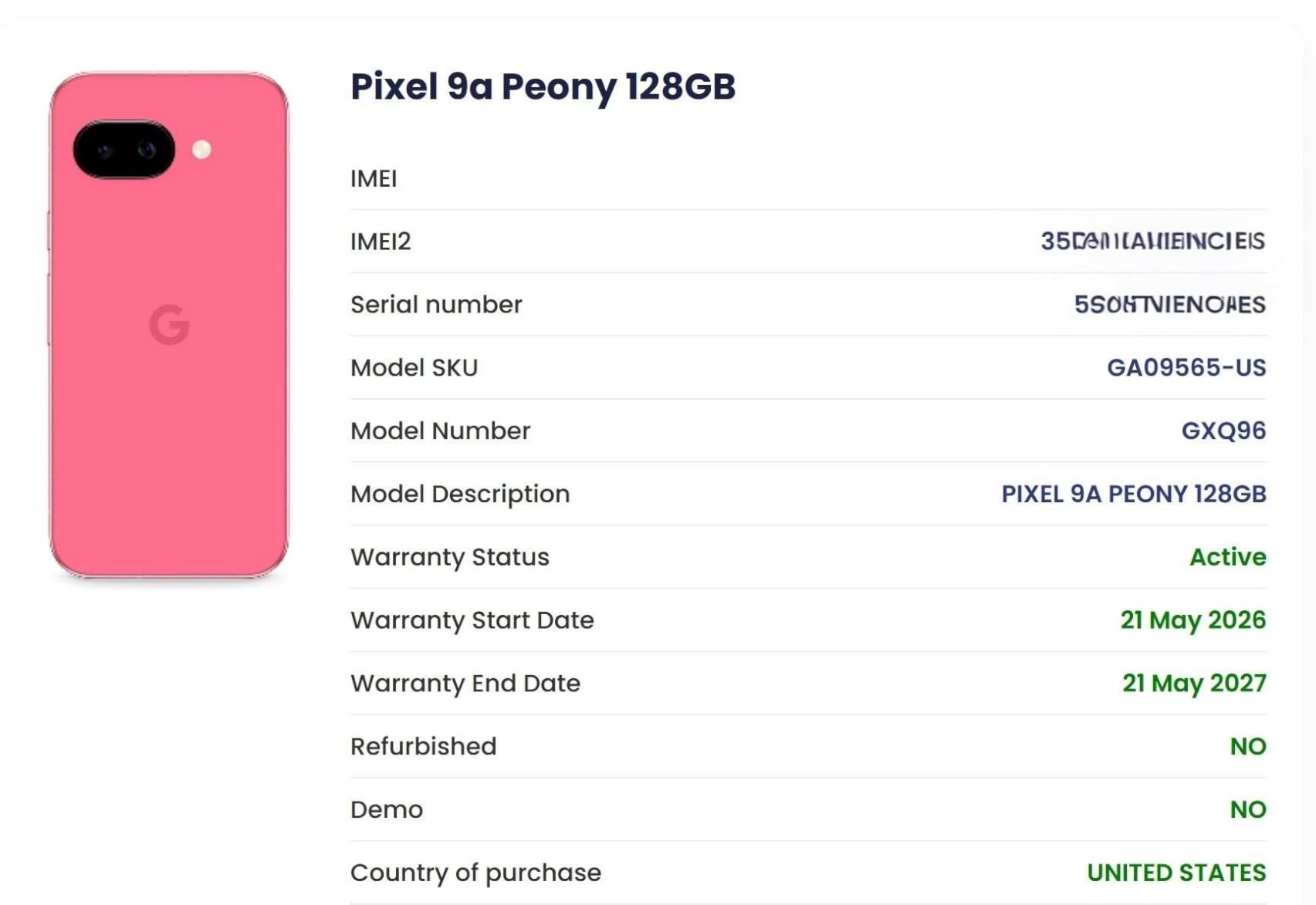 Google Pixel 9a with Gemini - Unlocked Android Smartphone with Incredible Camera and AI Photo Editing, All-Day Battery - Peony - 128 GB customer photo 1