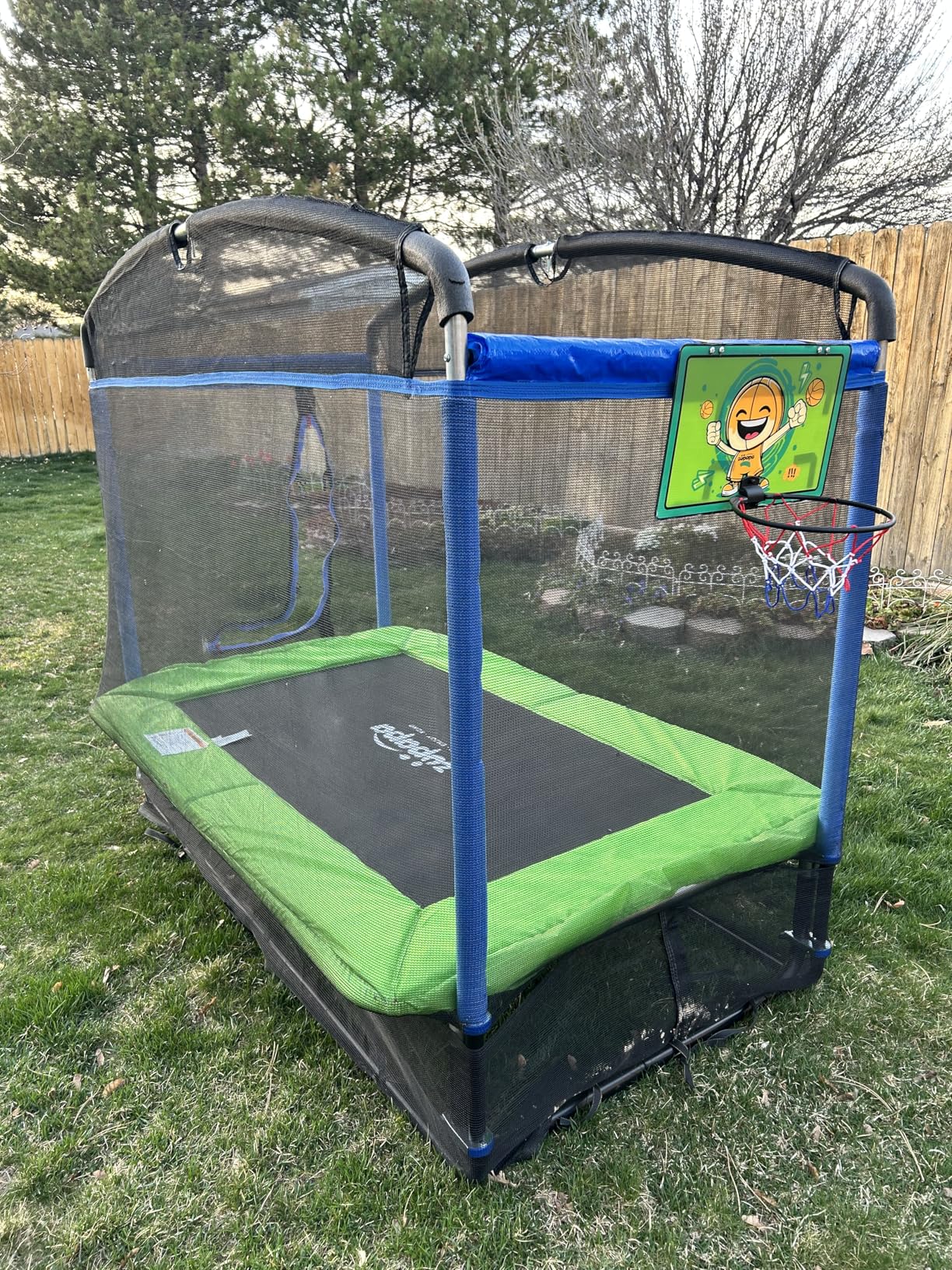 Zupapa 4X6FT Rectangle Trampoline with Basketball Hoop and Safety Net, Indoor/Outdoor Kids Trampoline for Toddlers Ages 3-6, 220LBS Capacity customer photo 1