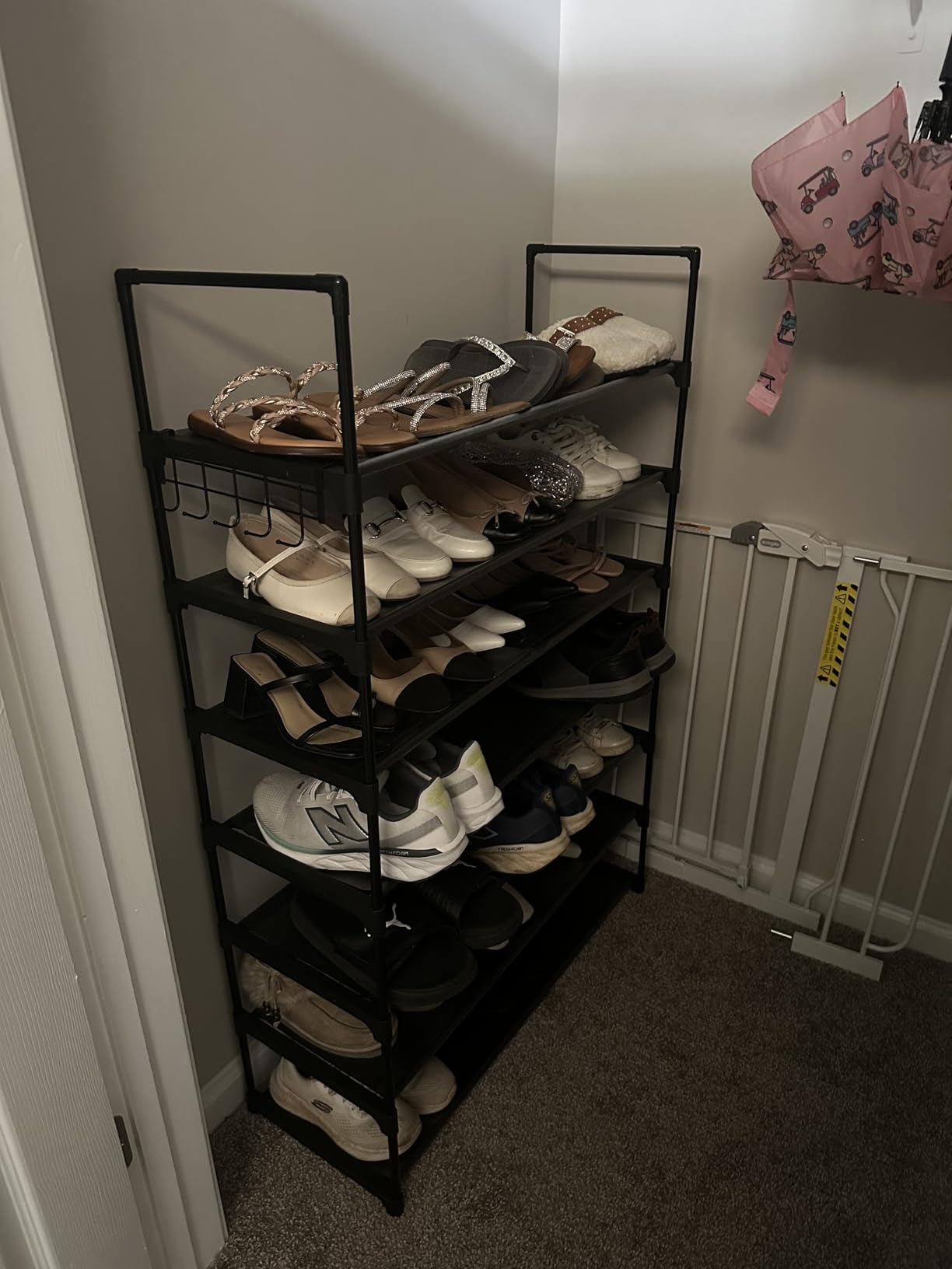 Kitsure Shoe Rack for Closet - 10-Tier Shoe Organizer with Hook Rack, Large-Capacity & Space-Saving Shoe Shelf for Entryway, Bedroom, Living Room, 32.2