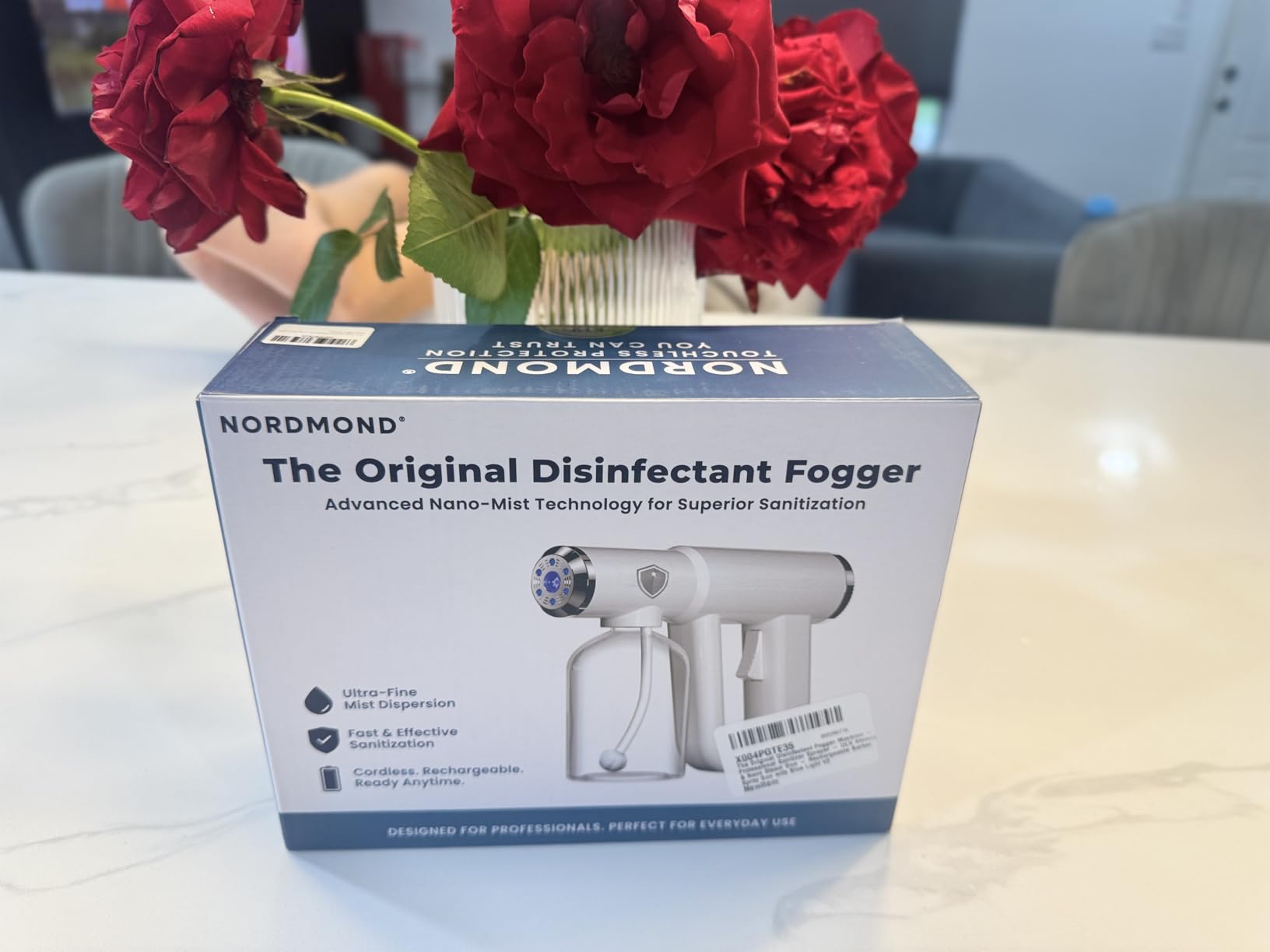 The Original Disinfectant Fogger Machine - Professional Sanitizer Sprayer - ULV Atomizer & Nano Steam Gun - Rechargeable Barber Spray Gun with Blue Light V2 customer photo 2