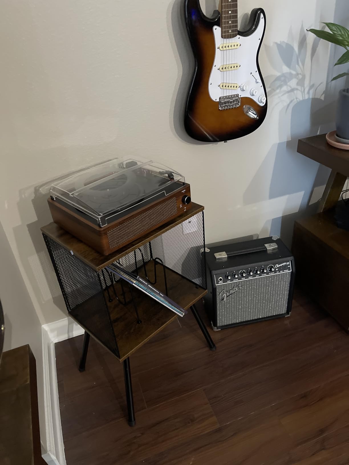 X-cosrack 3-Tier Record Player Stand, Turntable Stand with Storage up to 200 Albums, Corner Vinyl Record Holder with Adjustable Divider, Mid-Century Record Table customer photo 2