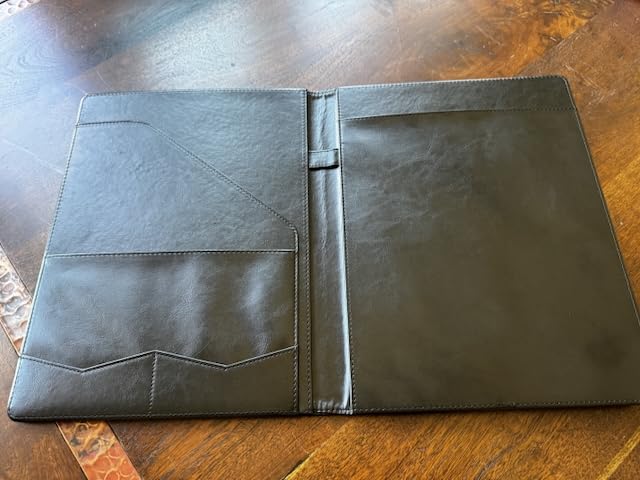 MOWPOG Professional Padfolio Portfolio Binder, Faux Leather Interview Resume Folder, Letter Size A4 Legal Writing Pad Holder, Document Organizer for Business School Office Conference (Black) customer photo 2