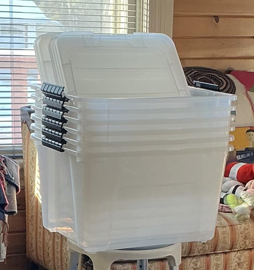 IRIS USA 4-Pack Storage Bins with Lids, 13 Quart, Made in USA Stackable See-Through Organizing Solution Latches Durable Nestable Containers Secure Pull Handle, BPA-Free Plastic customer photo 2