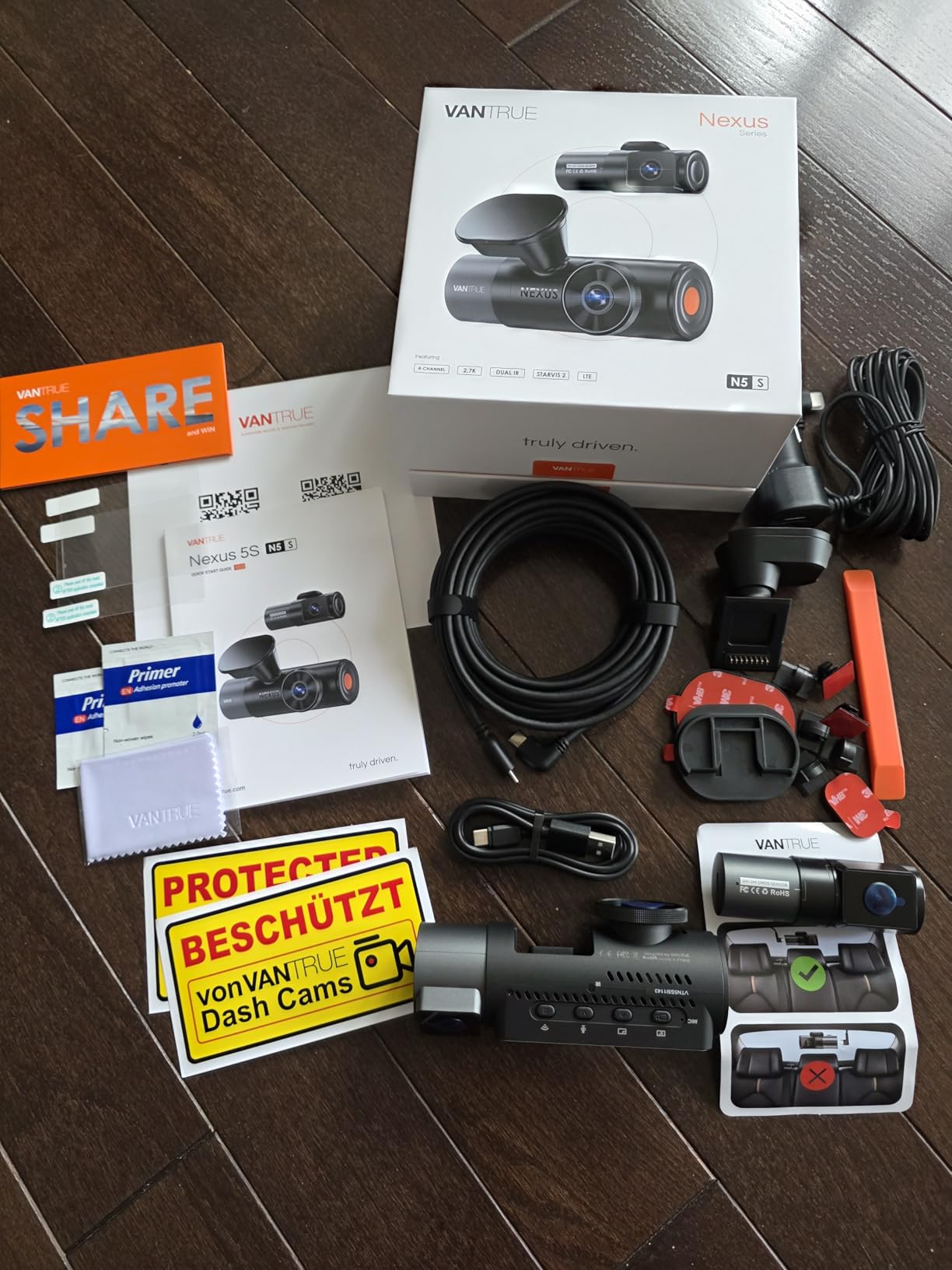 Vantrue N5S 4 Channel 360 Degree 2.7K Dash Cam, 4CH STARVIS 2 Night Vision, 2.7K+1080P*2+1440P Front Rear Inside Dashcam, 24/7 Buffered Parking Mode, WiFi, Voice Control, Dual GPS, Support 1TB Max customer photo 2