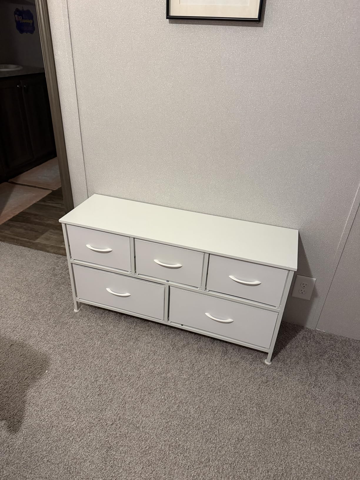 SONGMICS Dresser for Bedroom, Chest of Drawers, Steel, MDF, 8 Non-Woven Fabric Drawers, Storage Organizer Unit, Closet, Entryway, Cloud White and Snow White customer photo 2