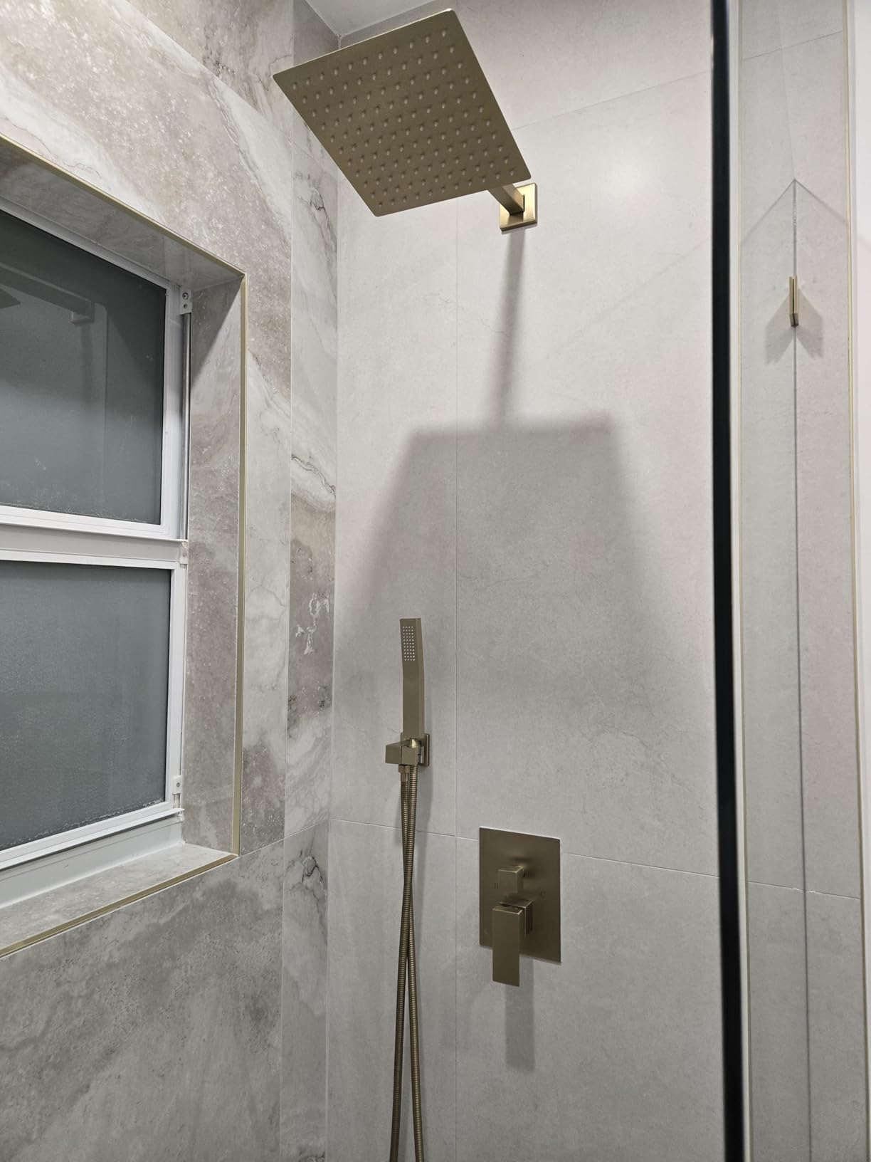 Shower Faucet Set 10‘’ Shower Head,Brush Nickel Shower System customer photo 1