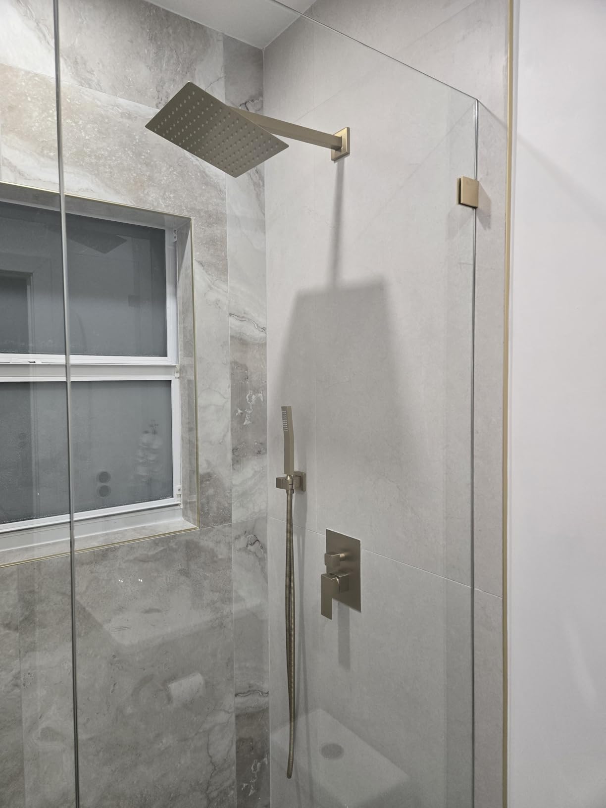Shower Faucet Set 10‘’ Shower Head,Brush Nickel Shower System customer photo 2