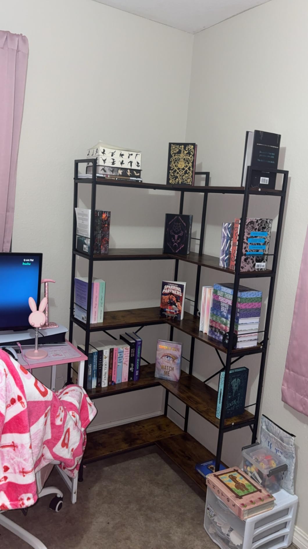 Huuger 5 Tier Bookshelf, L Shaped Corner Bookshelf with 10 Open Shelves, 49.4 Inch Straight Wide Bookcase with Metal Frame and Wooden Board, Adjustable Feet, Rustic Brown customer photo 1
