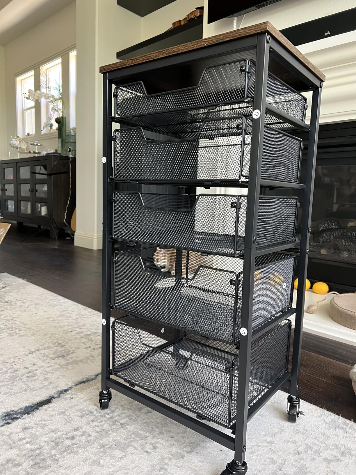 Rolling Cart with Drawers, 4-Drawer Storage Cart on Wheels with Wooden Top, Metal Utility Cart with Storage Drawers, Craft Storage Art Cart for Classroom, Office, Kitchen, Bedroom, Patent Pending customer photo 2