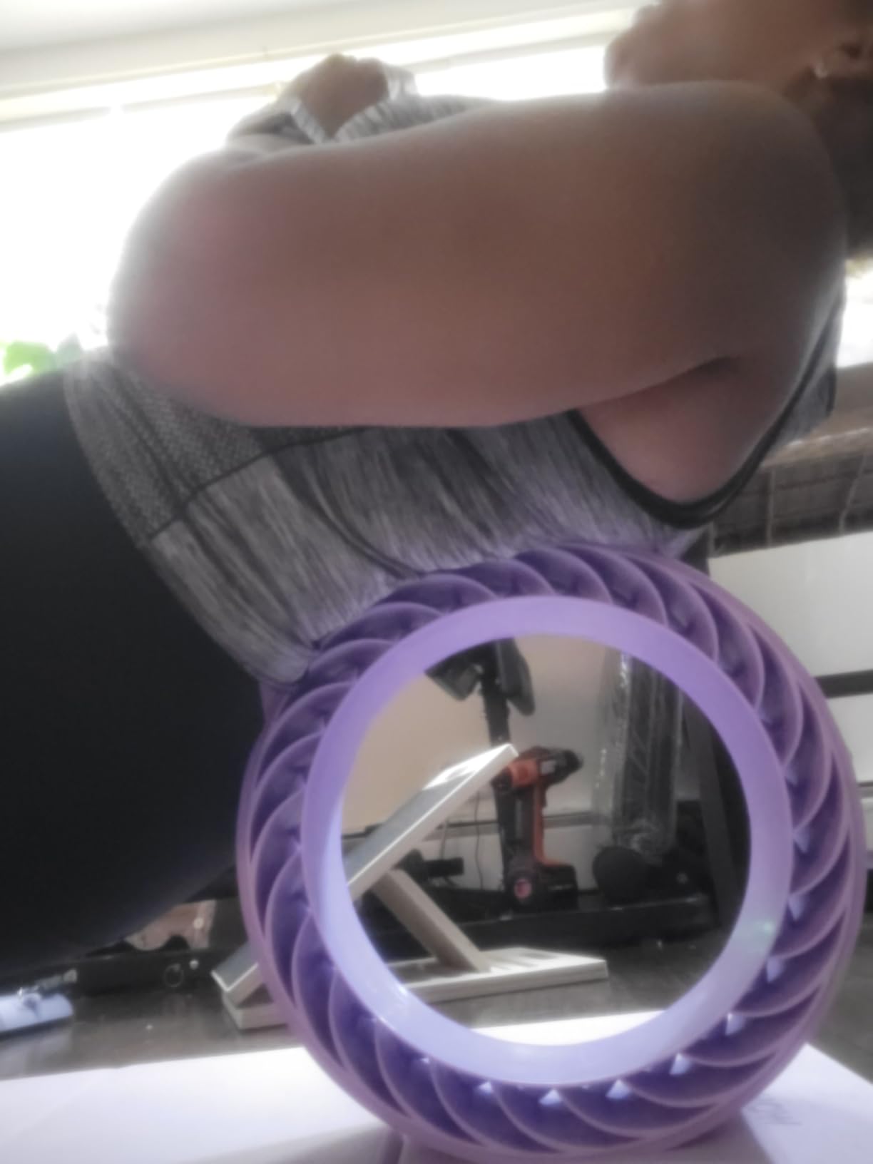 Curve magic wheel: Fit Prop Foam Padded Back Stretcher Wheel with Center Spine Cradle, Yoga Wheel for Improving Yoga Poses, Backbends Balance Stretching Pain Essential high-value fitness tool customer photo 2