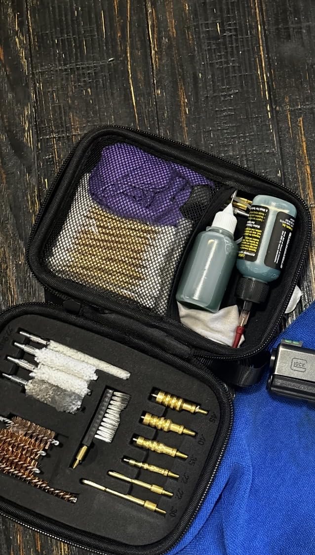 GLORYFIRE Universal Gun Cleaning Kit Fits .22 .357/9mm .38 .40 .45 Cal Handguns & Pistols Compact Carrying Case for Portability Multiple Styles with Brass or Plastic Jags & Tips for Shooting and Range customer photo 1