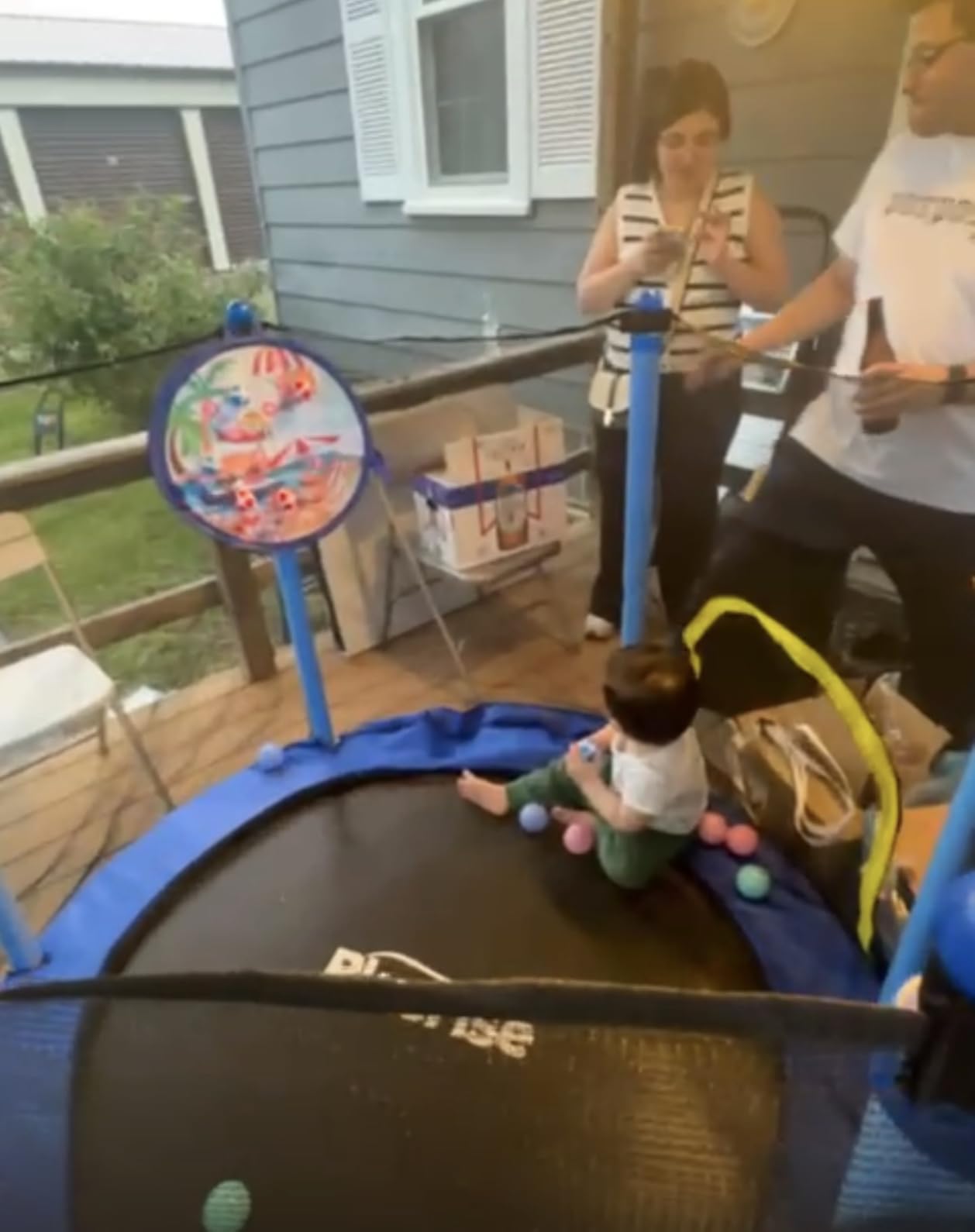 BLUERISE 55IN 6FT Toddler Trampoline for Kids Indoor Outdoor Play with Basketball Hoop Attachment, Enclosure Net, Easy to Assemble customer photo 1