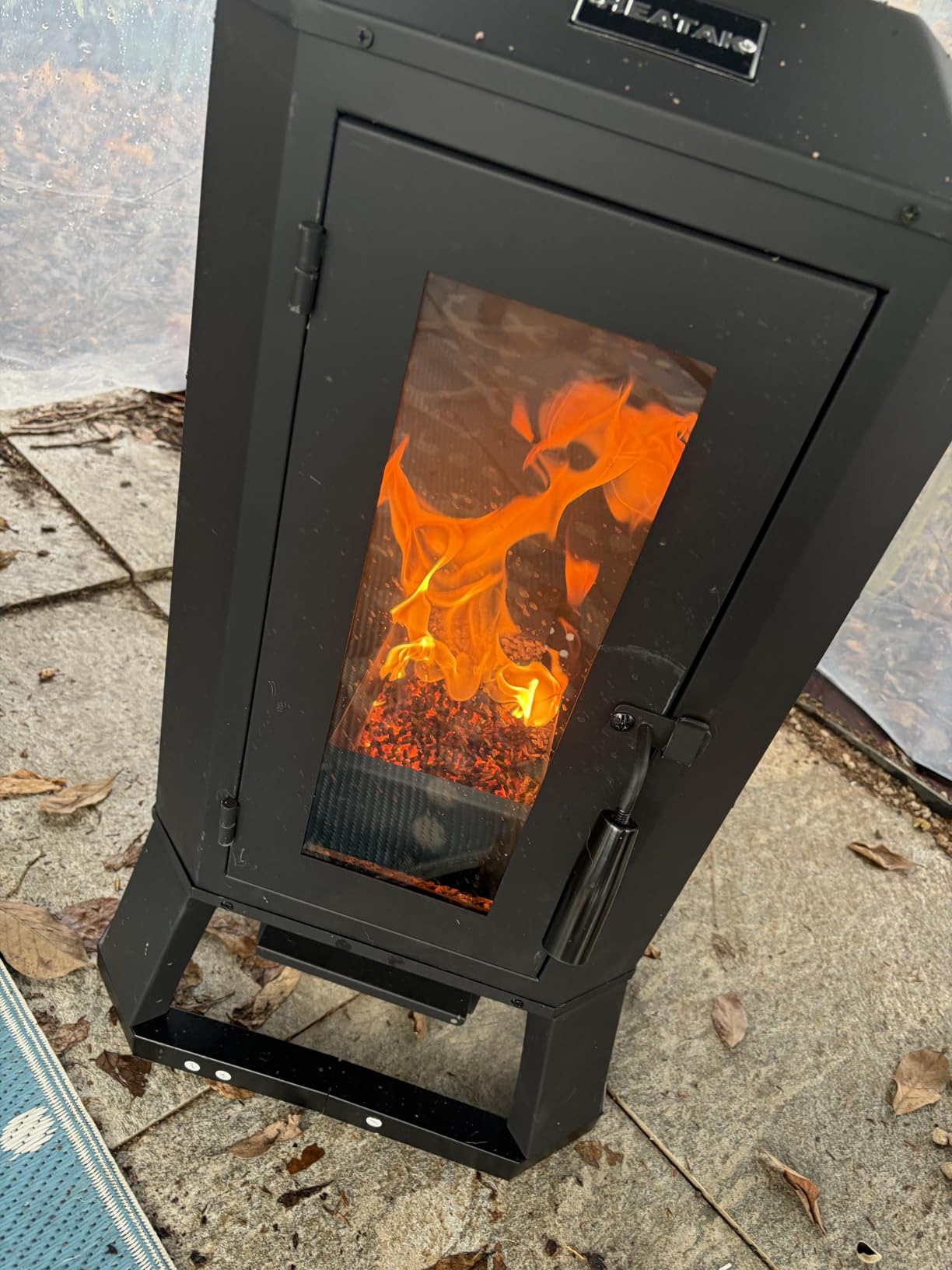 70,000 BTU Wood Pellet Outdoor Patio Heater with Glass Viewing Window - Pellet Heaters for Outdoor Use, Home, Gardens & Commercial - Portable with Wheels customer photo 2