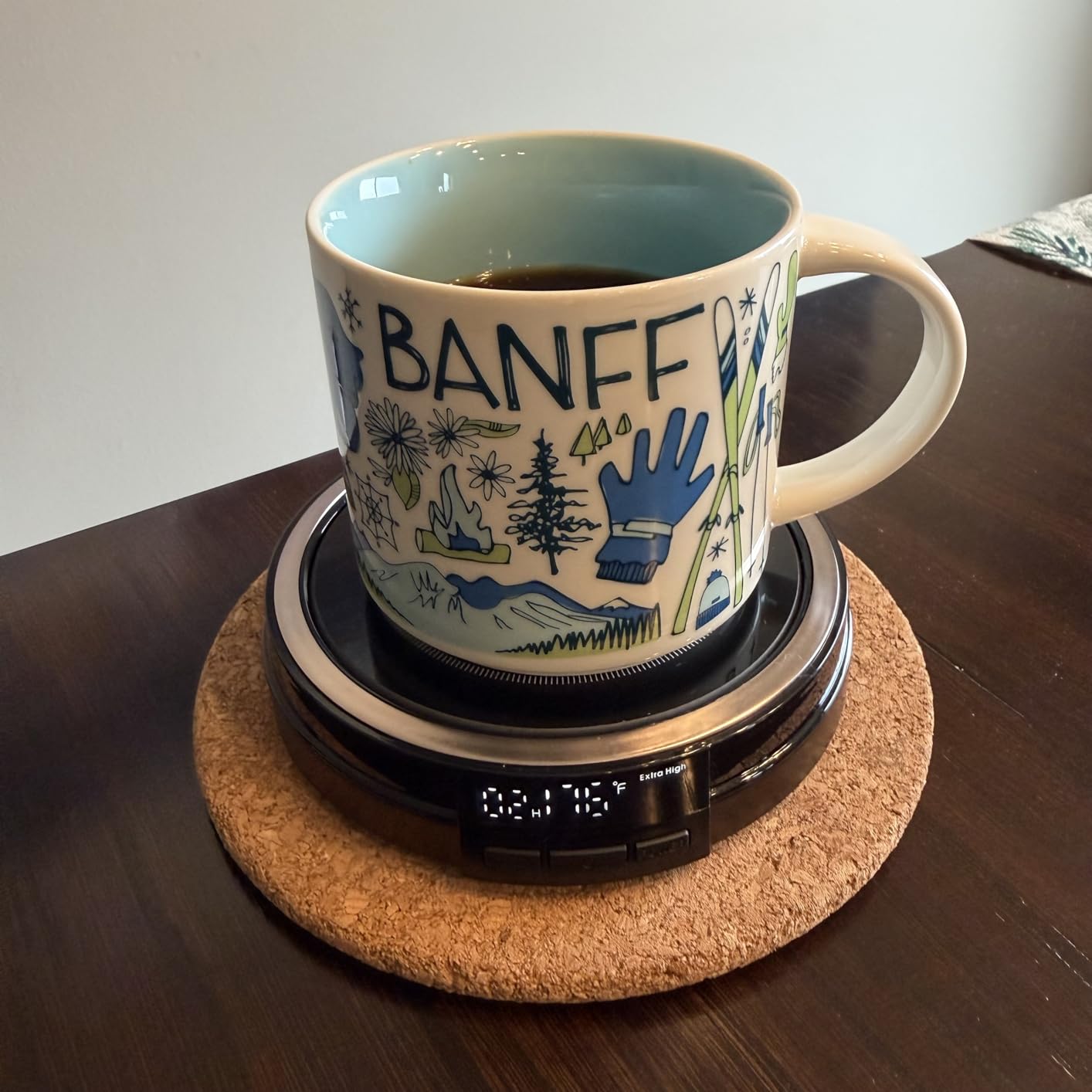 Coffee Mug Warmer for Desk, 50W Fast Heating Cup Warmer with Smart Display, 4 Temps & 12H Timer, Auto Shut Off for Tea, Milk, Hot Drinks - Wood Effect customer photo 2