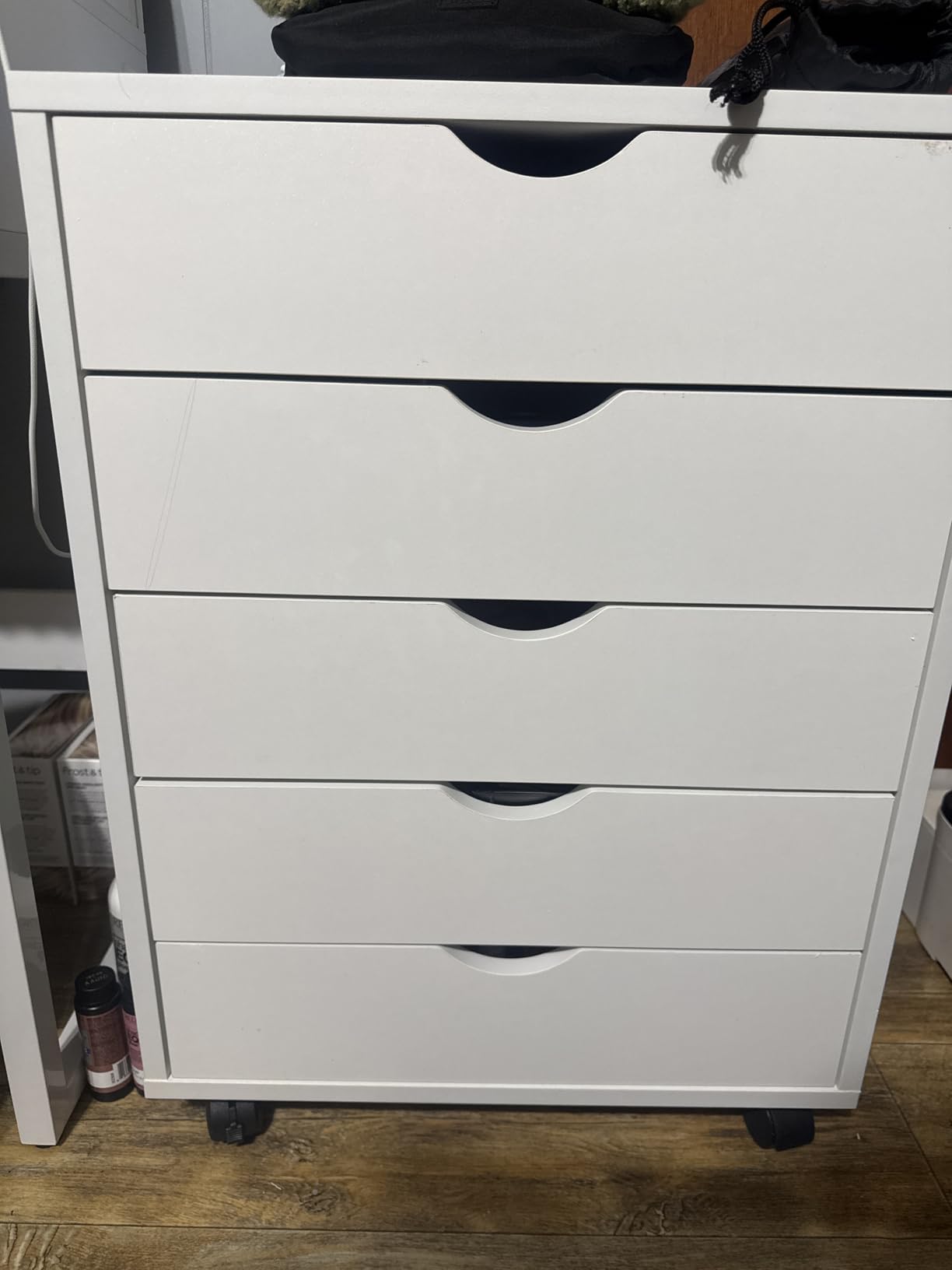 Elevon 5 Drawer Chest, Storage Cabinets Wooden Mobile Cabinet with Wheels Room Organizer, Small Drawers Wood Organization Furniture for Office, Home, White customer photo 1