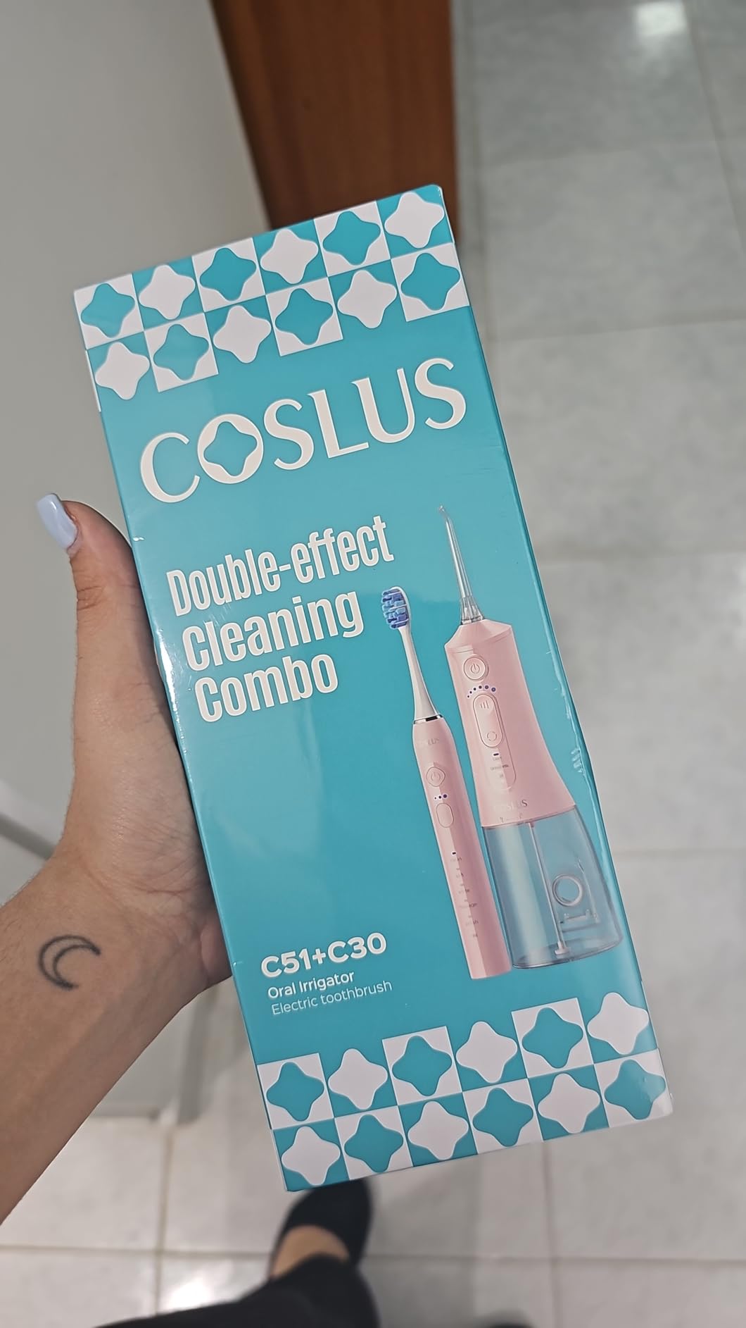 COSLUS C51C30 Electric Toothbrush with Water Flosser Combo: Portable Oral Clean Kit for Teeth Brushing & Flossing, Multiple Modes for Multiple Users, Cordless for Home & Travel Use, Pink customer photo 1