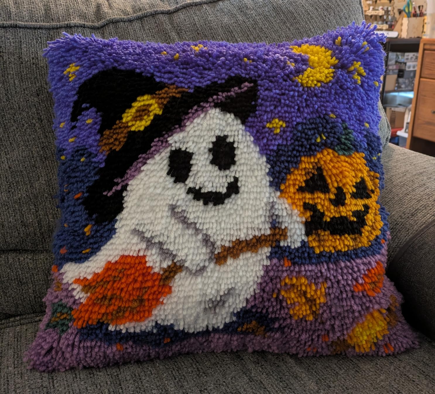 YOOLOOKY Latch Hook Kits for Adults/Beginners Printed Canvas Embroidery Tapestry Handmade Rug Home Sofa Decoration 20.5 X 15inch (Snowman) customer photo 2