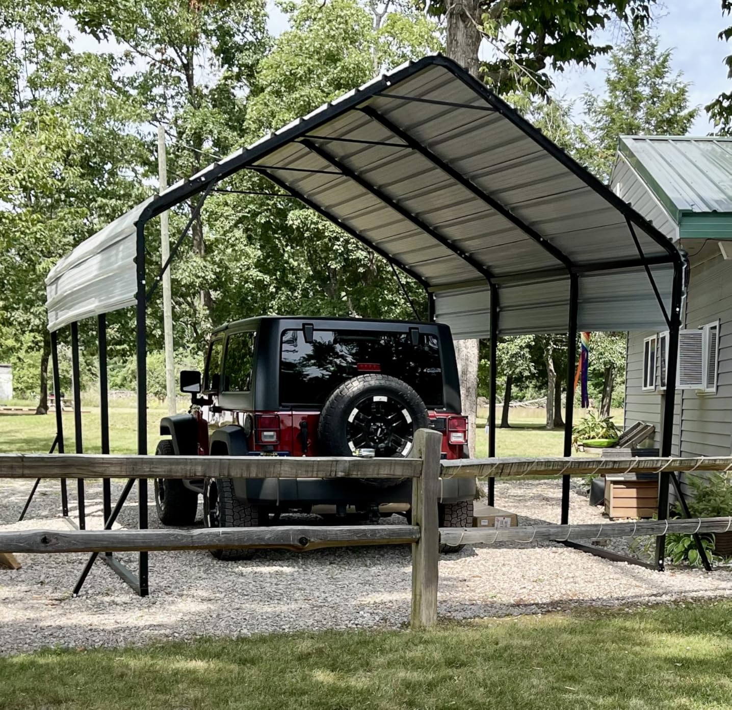 GarveeLife Roofing Panels for Metal Carport 20x25 ft, 20x20 ft, Heavy Duty Metal Carport Kits, 27 Ga. Galvanized Steel Ribbed Panels, 60.23 in x 19.68 in, 16 Pcs, White customer photo 2