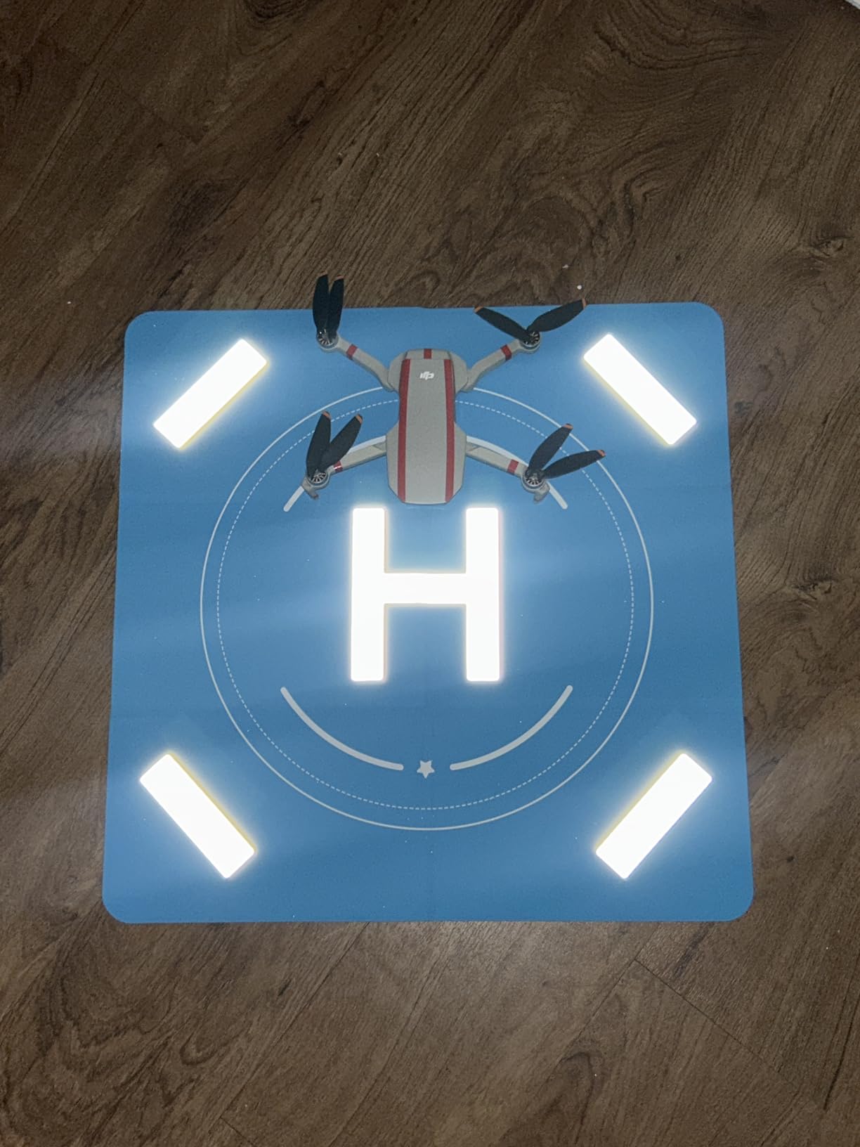FPVtosky Nighttime Reflective Drone Landing Pad, Fast-fold Double Sided Waterproof Landig Pad Weighted for DJI Lito X1/Mini 5 Pro/ 4/3 Pro/Mini 4k / Mavic 4 / Air 3s/ Avata 2/ Neo/Flip customer photo 2