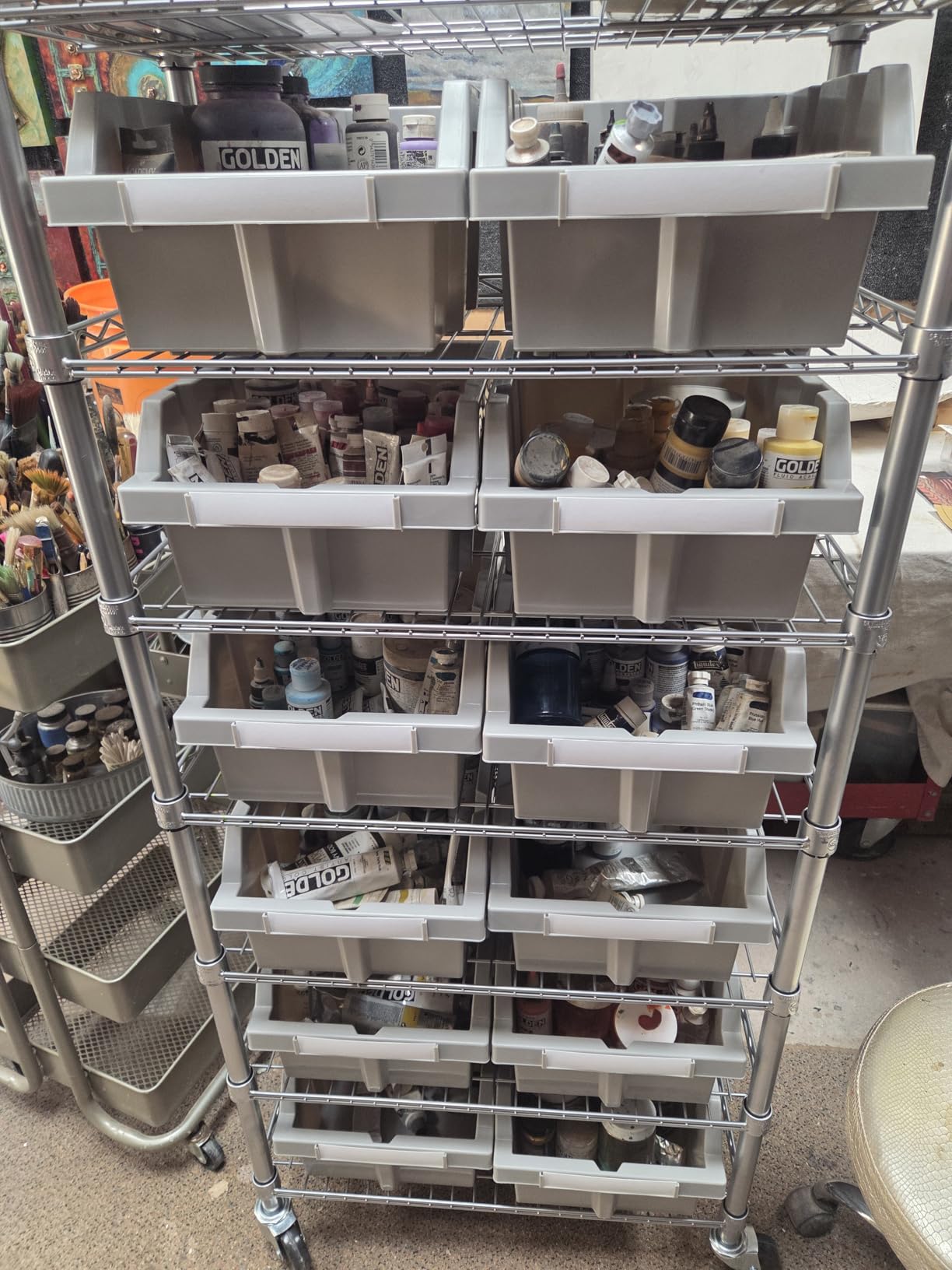 Seville Classics Heavy Duty NSF Steel Bin Rack Solid Steel Wire Shelving Storage Unit, Patented Organizer for Garage, Warehouse, Office, Restaurant, Classroom, Kitchen, Graphite, 4-Tier includes 9 Bins customer photo 1
