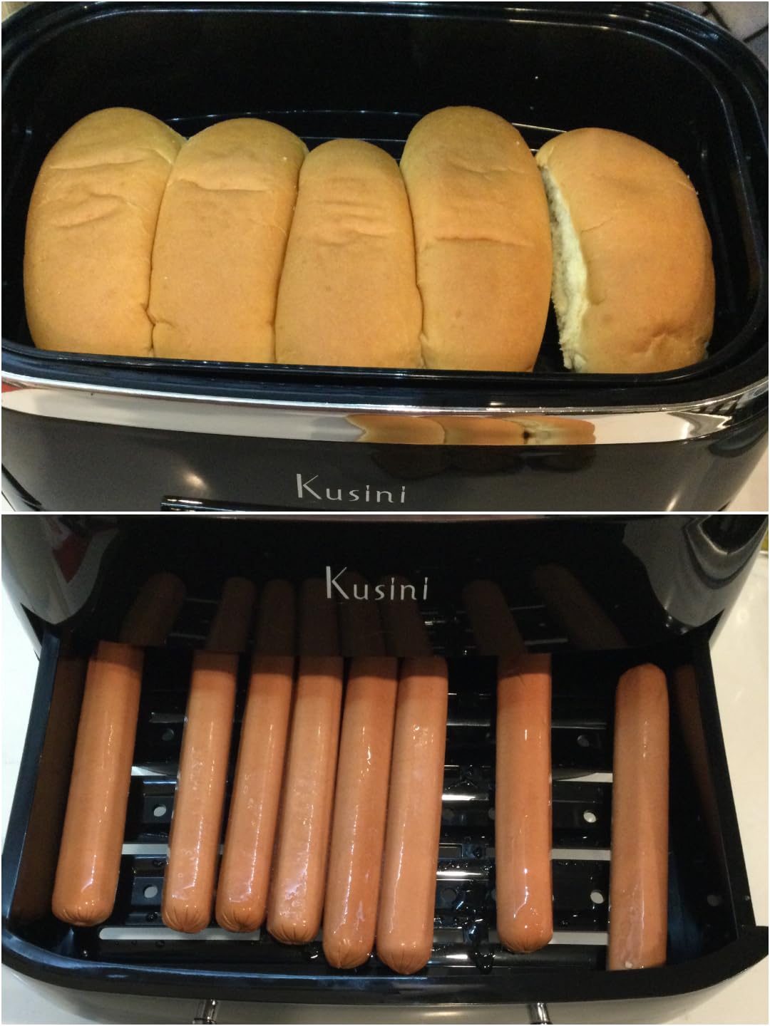 Kusini Hot Dog Steamer Machine With Bun Warmer, 24 Hot Dog & 12 Buns - Electric Food Steamer for Cooking Vegetables, Fish, & More - Unique Housewarming Gift Idea - Movie & Date Night Hosting Essential customer photo 2