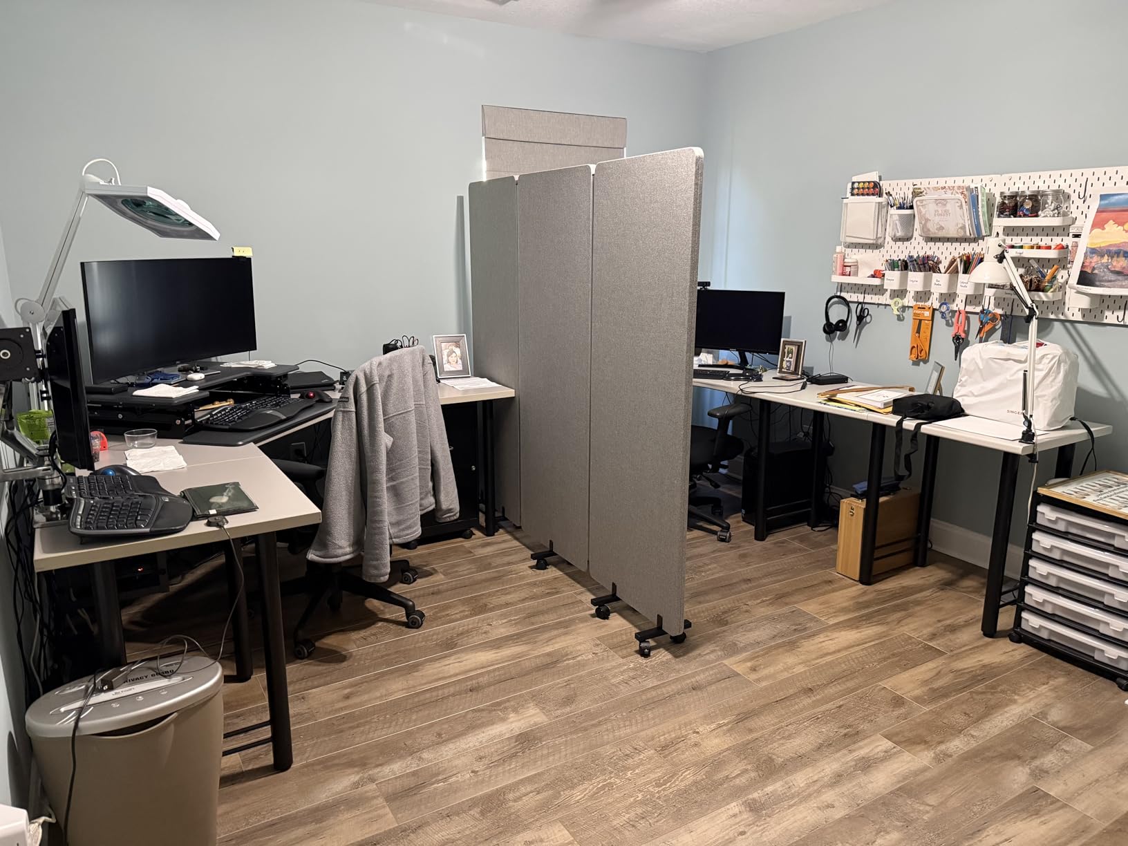 3 Panel Foldable Office Partitions, Mobile Cubicle Wall with Wheels, 71 x 66 Inch Noise Cancelling & Sound Proof Room Dividers Partition Wall, Aluminum Frame Gray customer photo 2