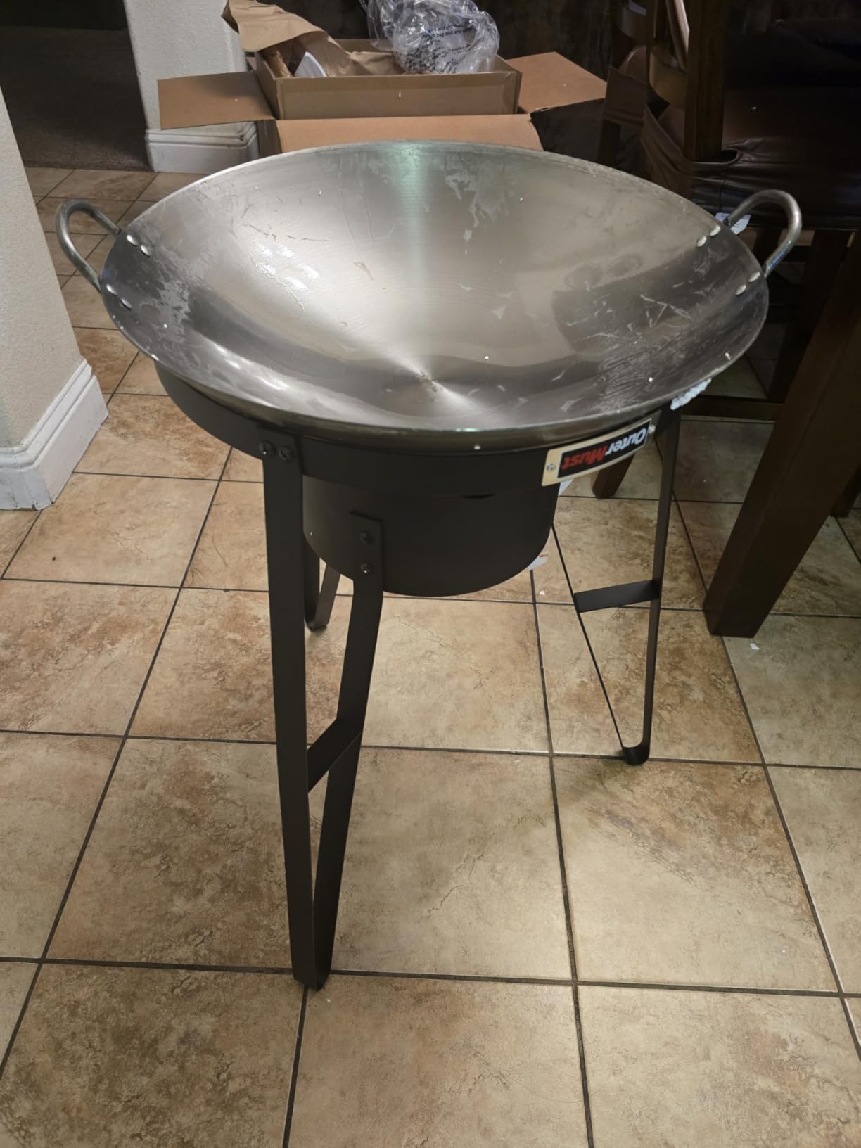 Outdoor Cooker with Iron Wok and Propane Burner, 54,000 BTU High-Pressure Gas Stove with Electronic Ignition & Adjustable Support Stand for Backyard BBQ, Tailgating, Outdoor Cooking customer photo 2