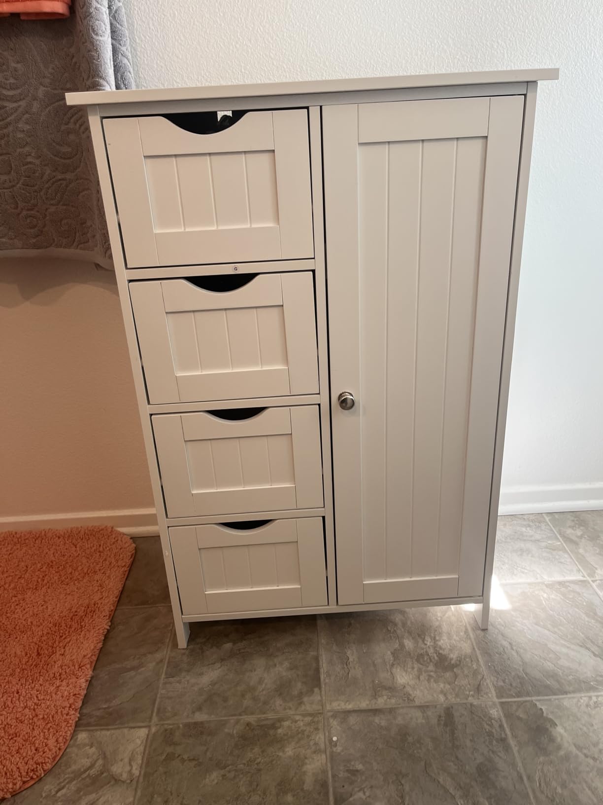 VASAGLE Floor Storage Cabinet, Shaker Cabinet with 2 Adjustable Shelves, 4 Doors, Tall Freestanding Organizer Unit, for Kitchen Bathroom Living Room, Cloud White UBBC553WH01S customer photo 1