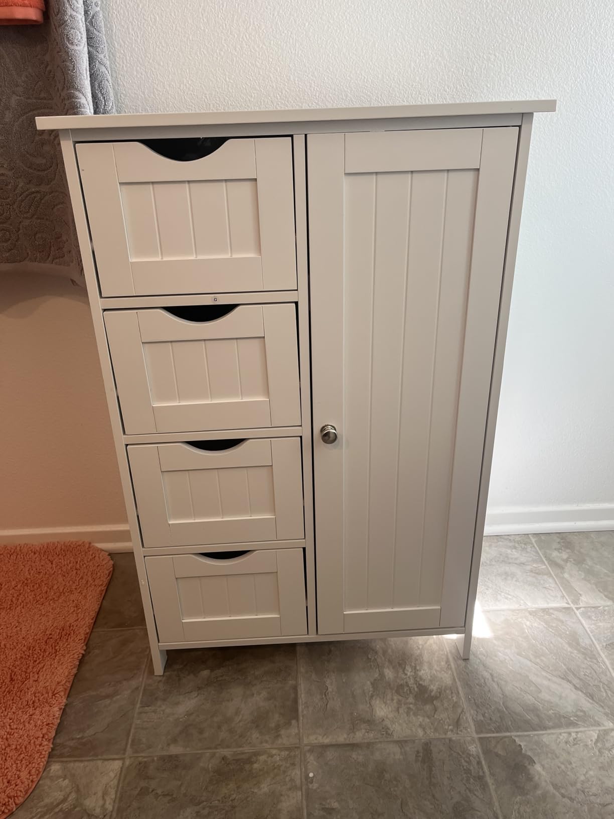 VASAGLE Floor Storage Cabinet, Shaker Cabinet with 2 Adjustable Shelves, 4 Doors, Tall Freestanding Organizer Unit, for Kitchen Bathroom Living Room, Cloud White UBBC553WH01S customer photo 2