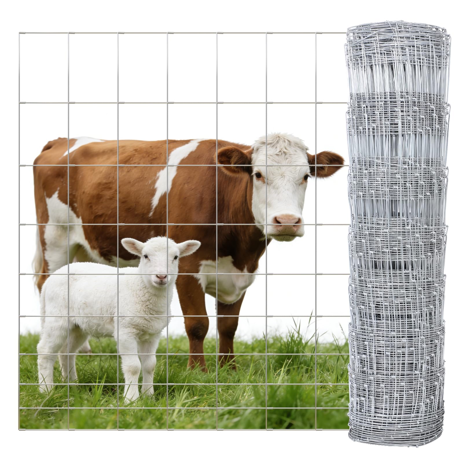Cattle Panel 4ft x 328ft 14 Gauge Heavy Duty Galvanized Woven Wire Fence 12 Gauge Border 8in to 3.5in Mesh for Goat Sheep Hog Deer Horse Livestock Fencing Yard Garden Field Agricultural Farm Ranch customer photo 1