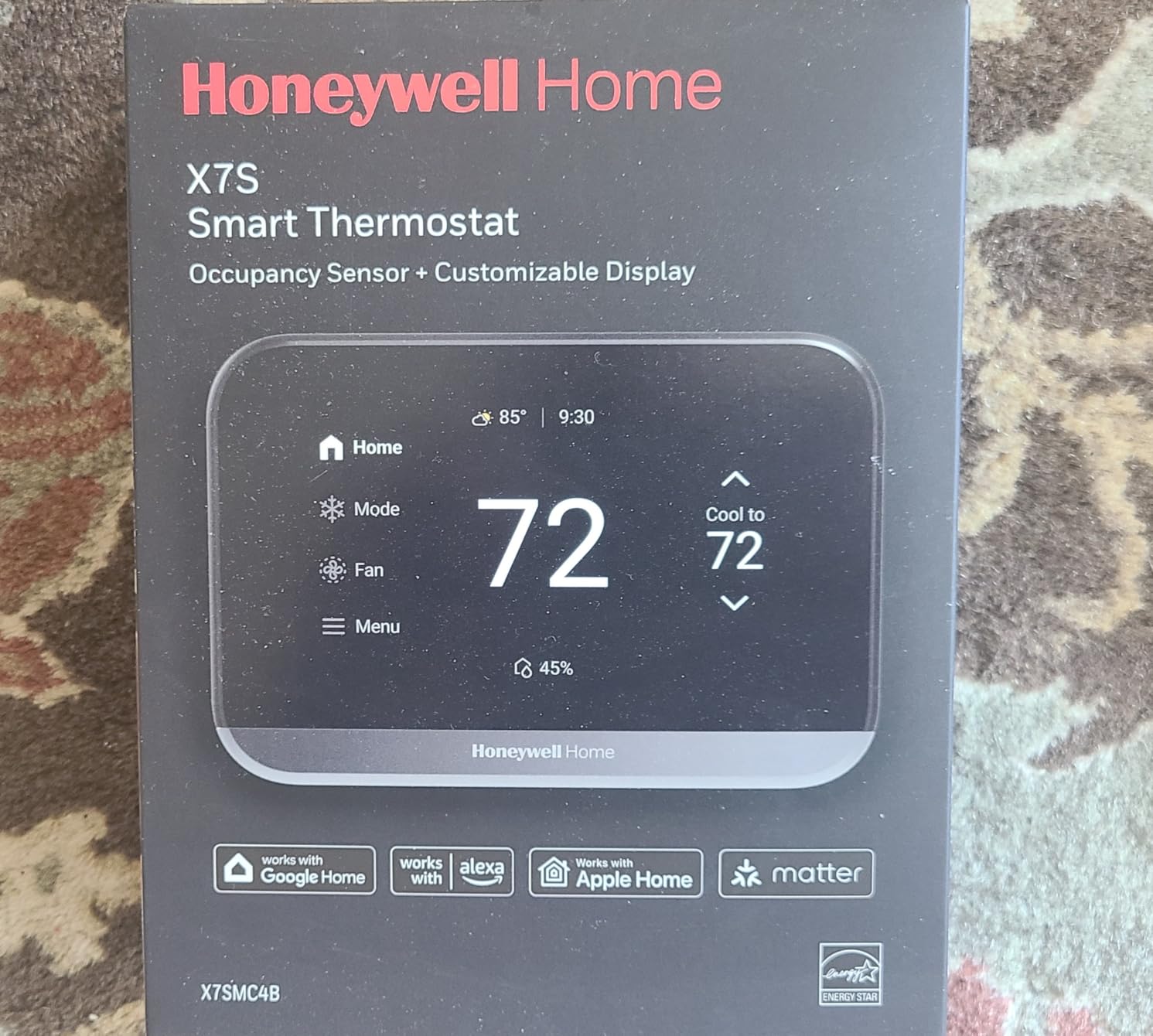 Honeywell Home X7S Smart Programmable Wi-Fi Thermostat with Humidity Monitoring, 4.3
