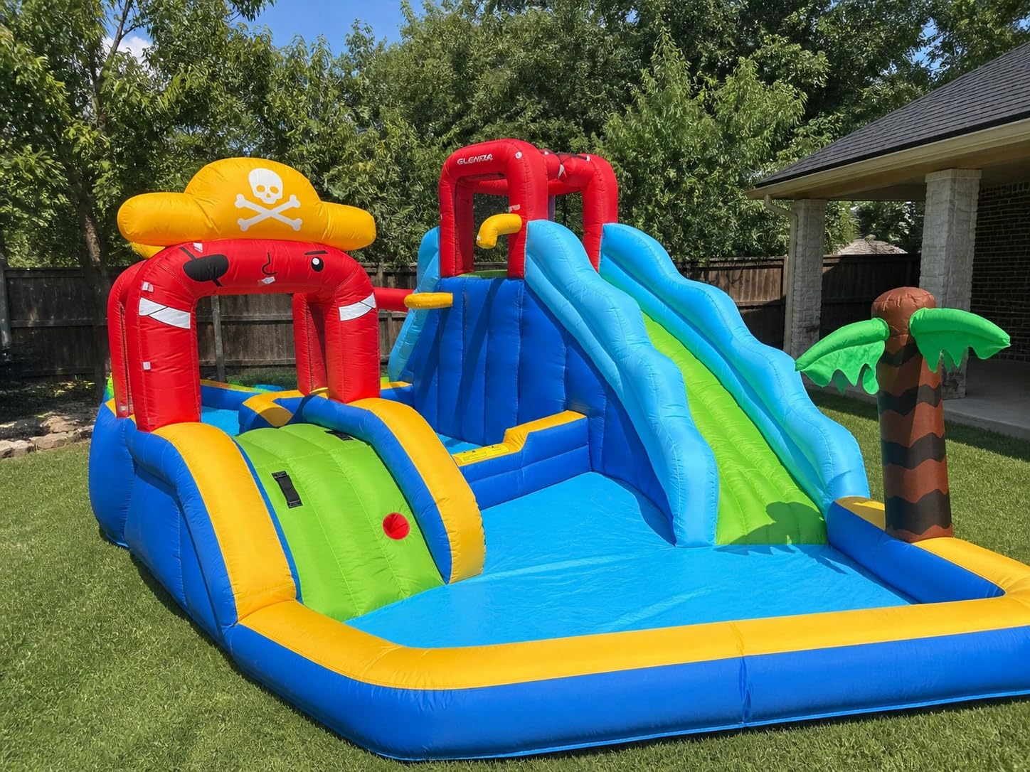 ELEMARA Inflatable Water Slide Bounce House, 10 in 1 Inflatable Water Park with Blower, 2 Slides & 2 Climbing Walls & 2 Water Guns, Deep Pool Giant Splash Pool, Water Slides for Kids Backyard for 6 customer photo 2