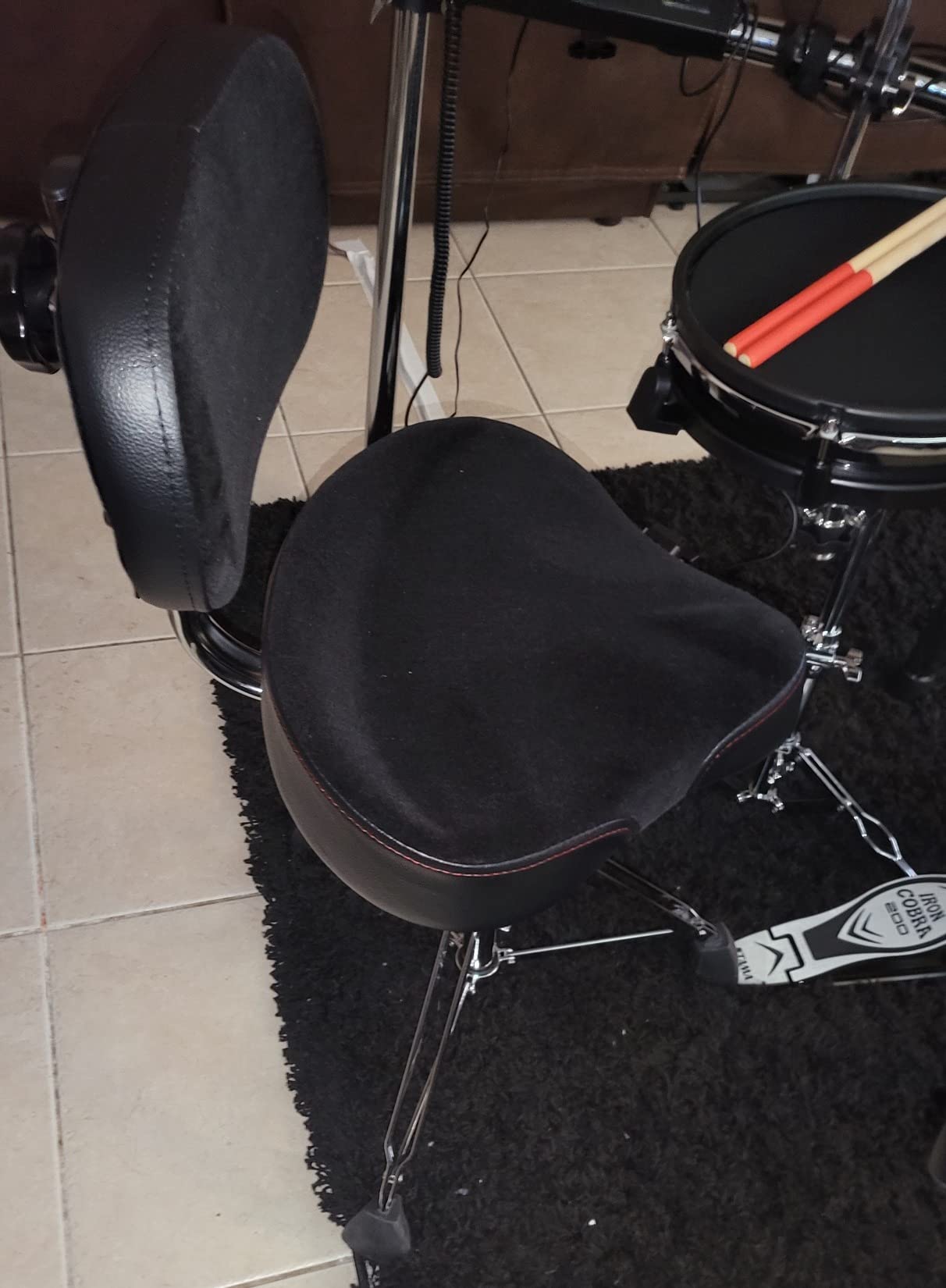 Gibraltar 9608MB Drum Throne with Motorcycle Seat & Backrest, Double-Braced customer photo 2
