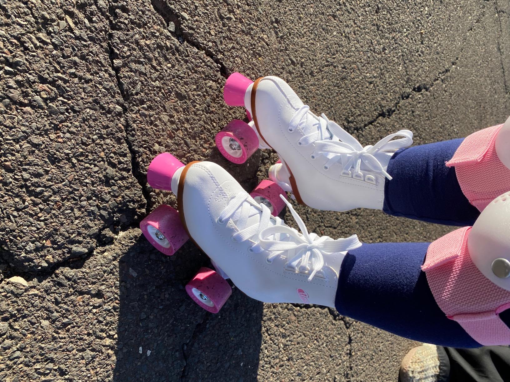 Chicago Rink Roller Skates for Girls & Boys - Durable Top Performance Indoor/Outdoor Use Skate Shoes with Padded Ankle Collar, Lace-Up & Velcro Strap - 54mm Urethane Wheels, Semi-Precision Bearings customer photo 1