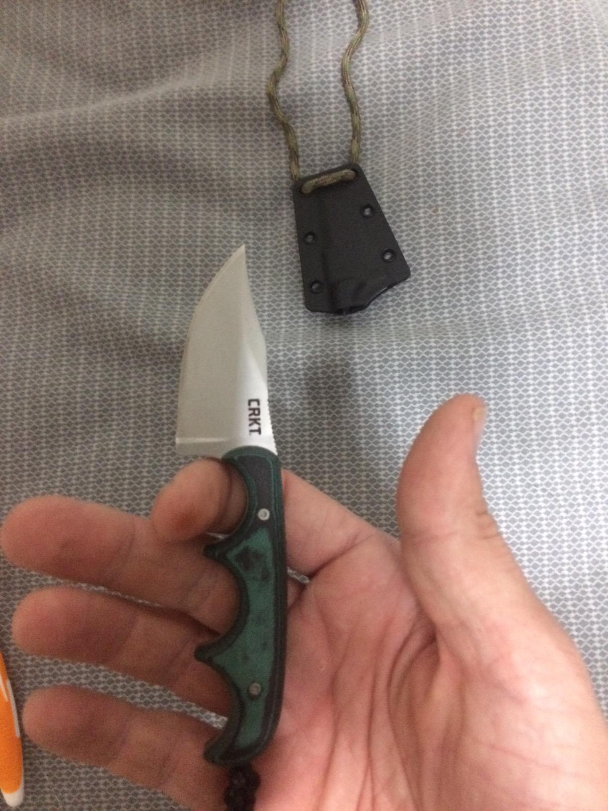 CRKT Minimalist Bowie Outdoor Survival Fixed Blade Knife with Sheath: Stainless Steel Plain Edge Blade, Micarta Handle customer photo 2