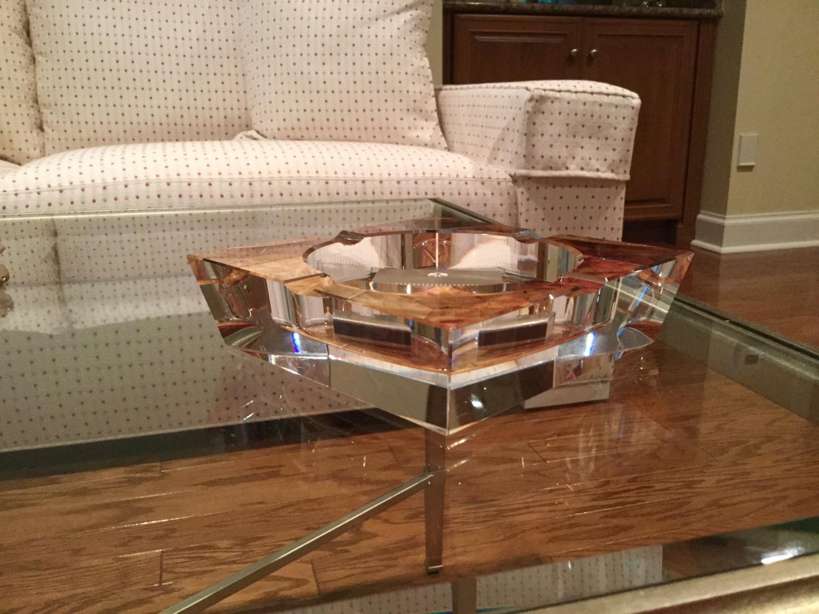 Tobacco Leaf Print Crystal Cigar Ashtray, For 4 Cigars, 3D Leaf Design, Custom Gift Box customer photo 1