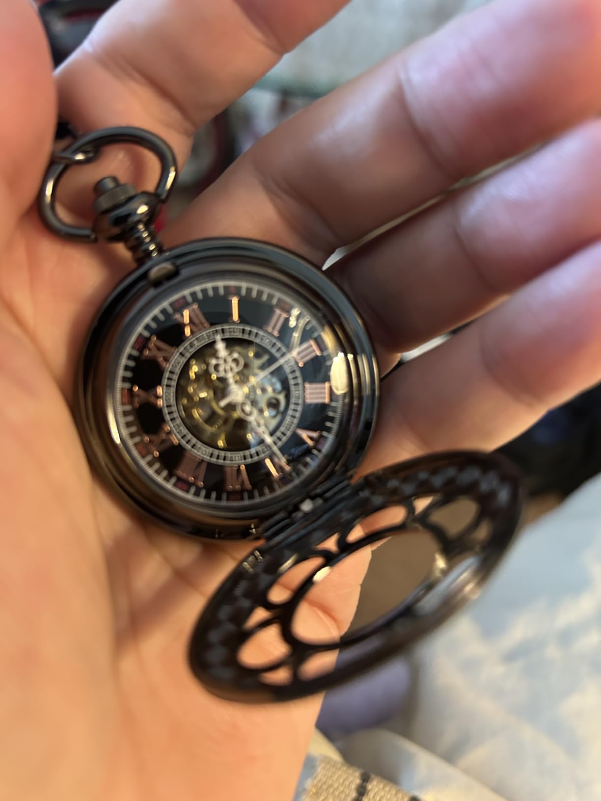 ShoppeWatch Men's Pocket Watch with Chain | Hand Winding Vintage Pocket Watch | Classic Mechanical Movement Pocketwatch | 1920s Railroad Steampunk Costume Accessory customer photo 1