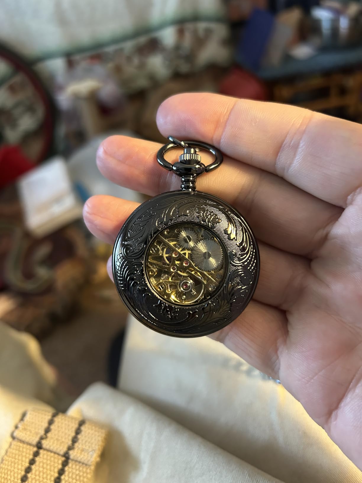 ShoppeWatch Men's Pocket Watch with Chain | Hand Winding Vintage Pocket Watch | Classic Mechanical Movement Pocketwatch | 1920s Railroad Steampunk Costume Accessory customer photo 2