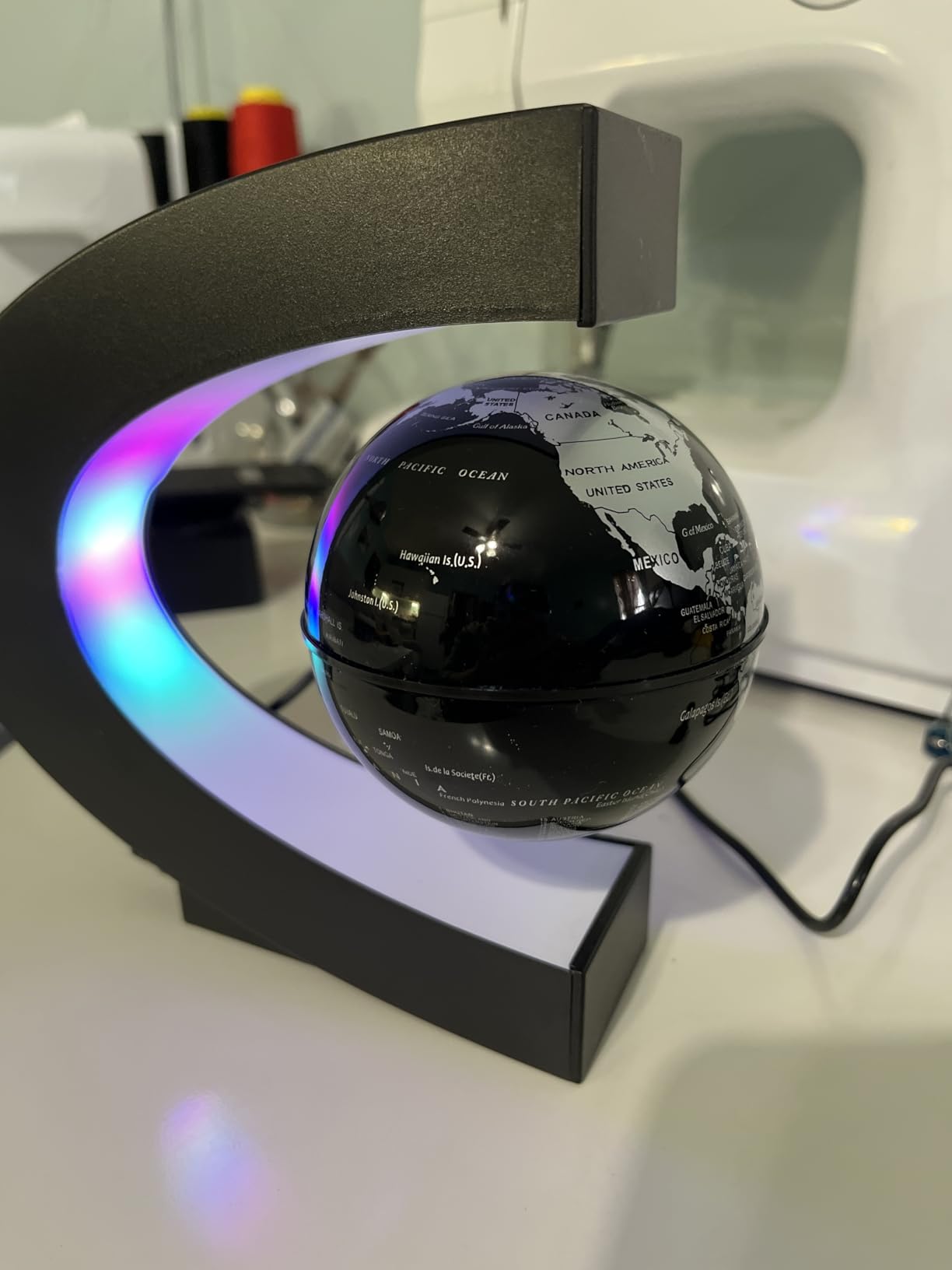 MOKOQI Magnetic Levitating Globe with LED Light, Cool Tech Gift for Men Father Boys and Girls , Birthday Gifts for Kids, Floating Globes World Desk Gadget Decor in Office Home/Display Frame Stand customer photo 1