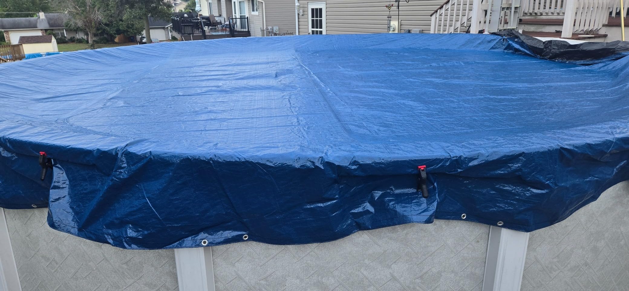 Pool Mate 24 ft Classic Blue Winter Pool Cover for Above Ground Pools, 4 ft Overlap (28 ft Cover Size), Solid 8 x 8 Scrim, 2.36 oz/yd2, 10-Year Warranty customer photo 2