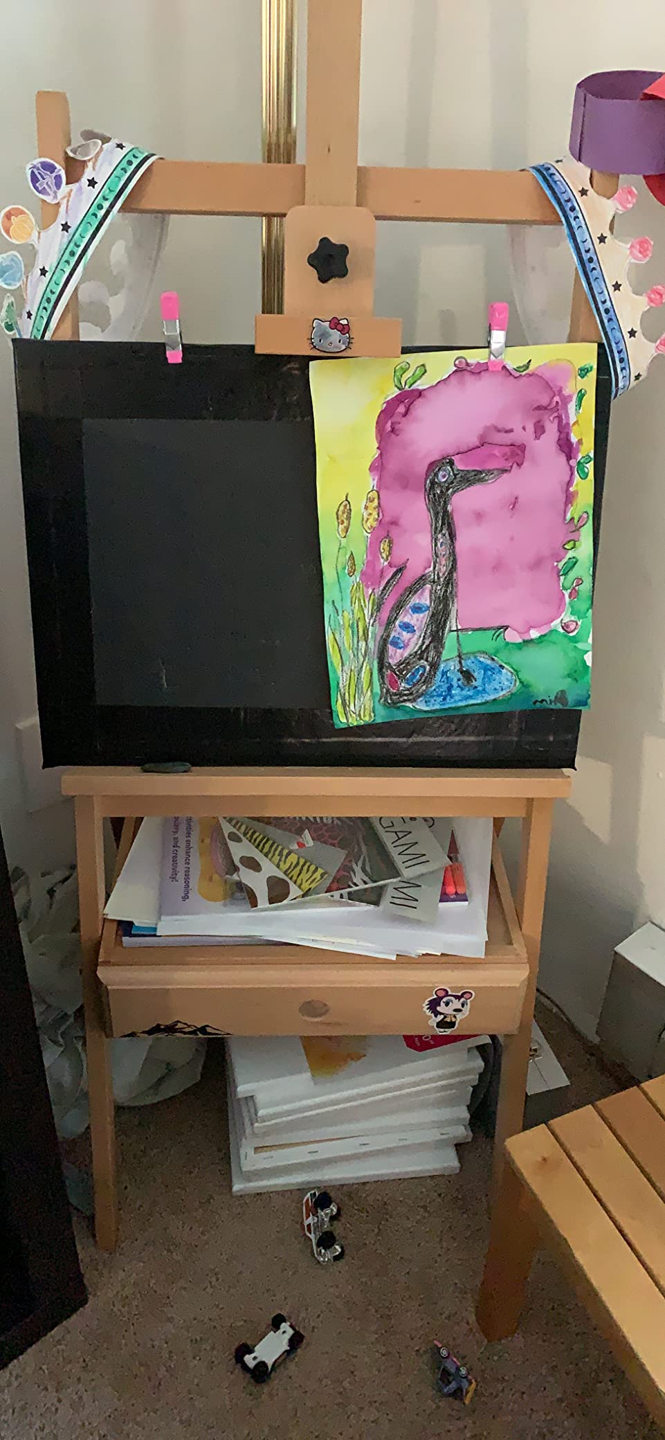 U.S. Art Supply Large Wooden H-Frame Easel with Storage Drawer & Shelf - Adjustable Mast to 75