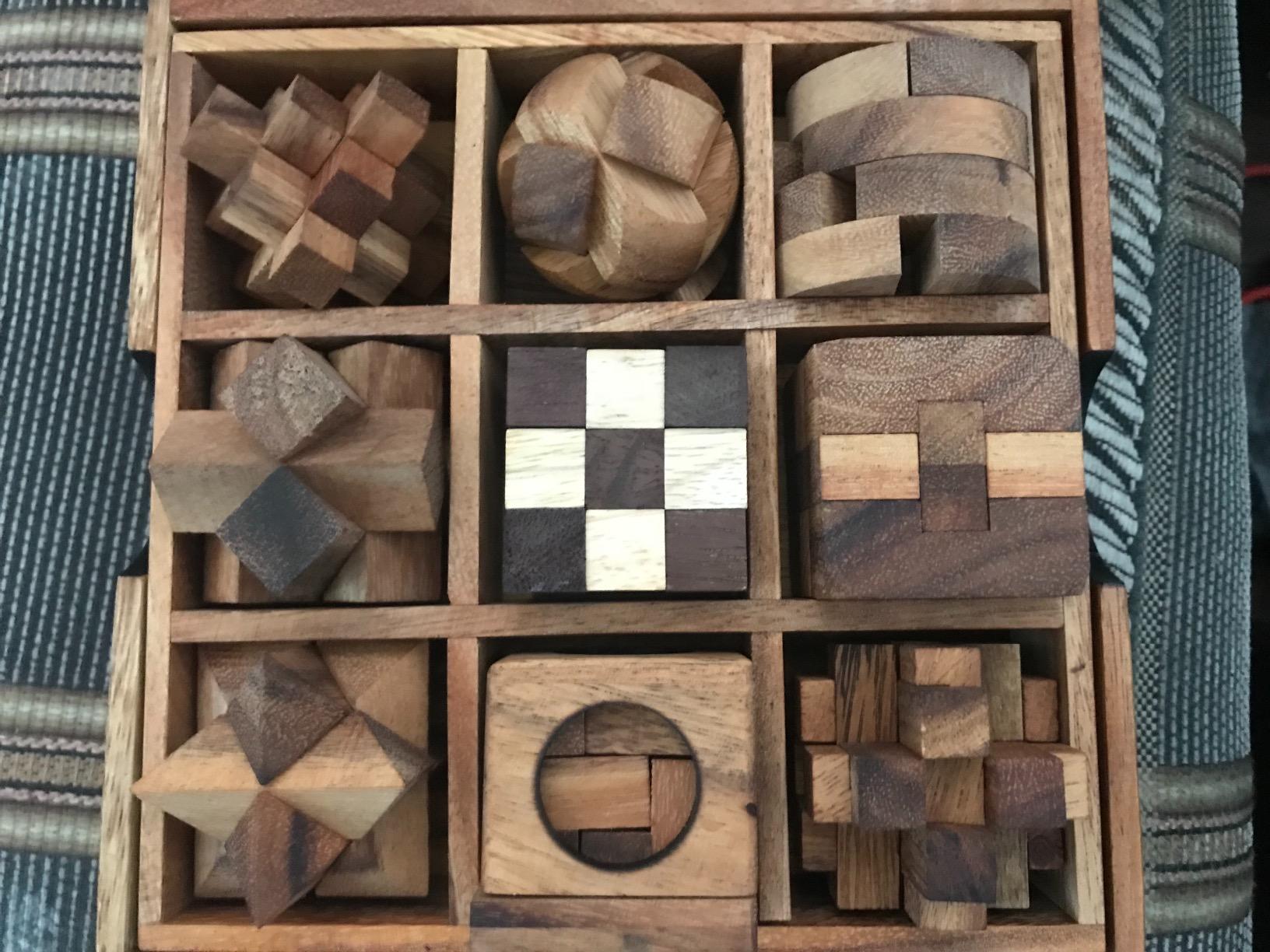 BSIRI 9 in 1 Wooden Brain Teaser Puzzles for Adults Teens Box Set Wood Hard Level 10 Impossible Mind Wood Brain Teaser Games 3D Hand Puzzle Sets for Decoration and Mini Toys customer photo 2