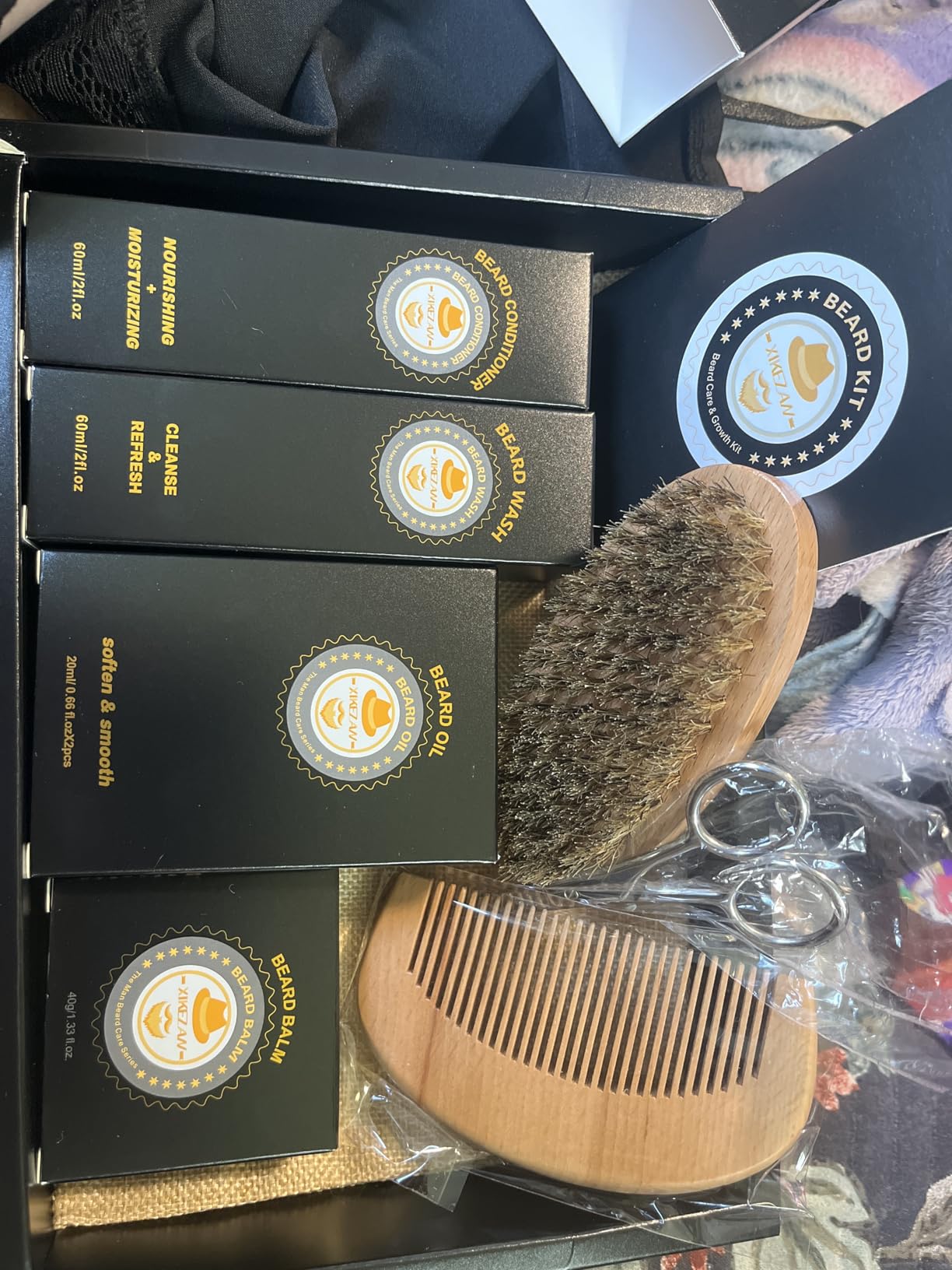 XIKEZAN Beard Kit Gifts for Men Grooming/Care - Soften, Soothe Beard Good Scent | Mens Gift Set Birthday Valentines Fathers Easter Basket Gifts for Men Him Dad Husband Boyfriend Christmas Stocking Stuffers customer photo 1