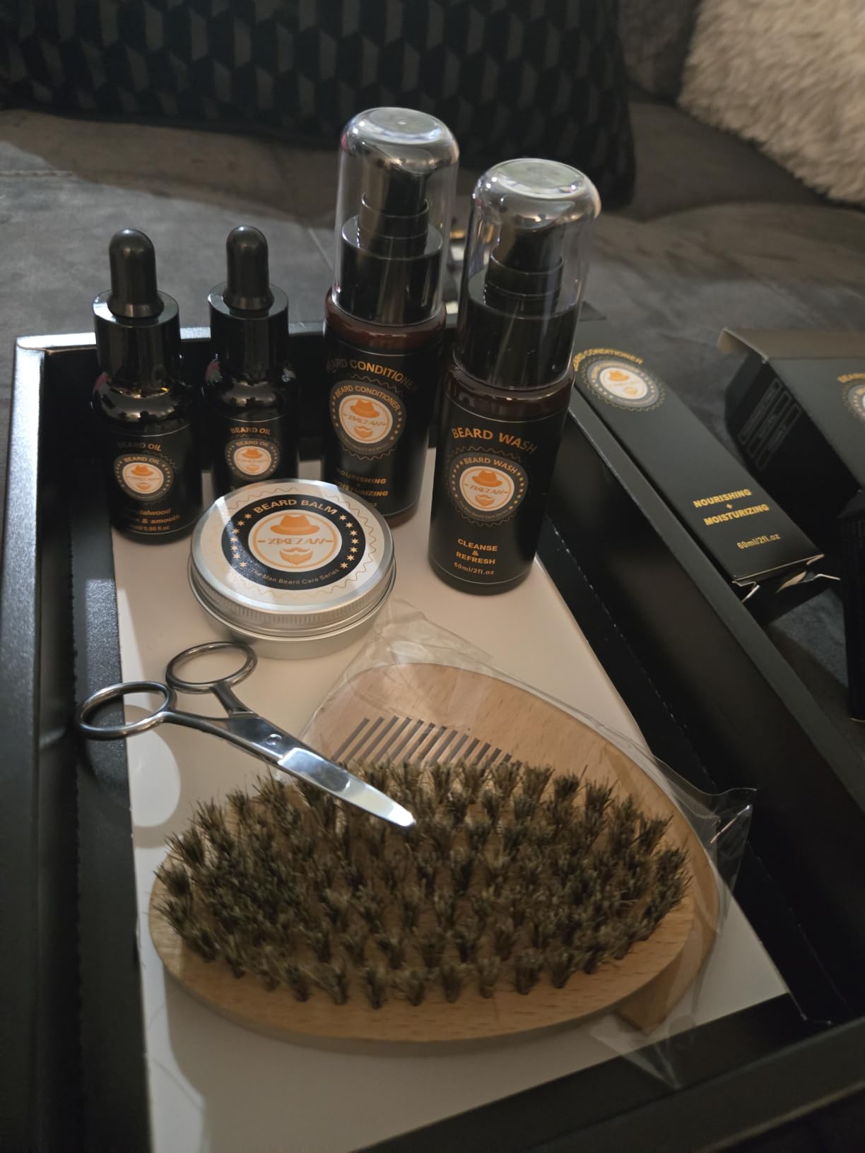 XIKEZAN Beard Kit Gifts for Men Grooming/Care - Soften, Soothe Beard Good Scent | Mens Gift Set Birthday Valentines Fathers Easter Basket Gifts for Men Him Dad Husband Boyfriend Christmas Stocking Stuffers customer photo 2