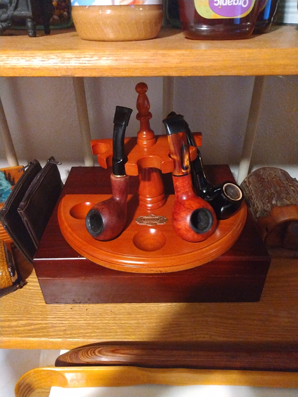 MUXIANG Rosewood Tobacco Pipes Stands Rack Shelf Stand Holder Rack for 5 Pipes FA0007 customer photo 1
