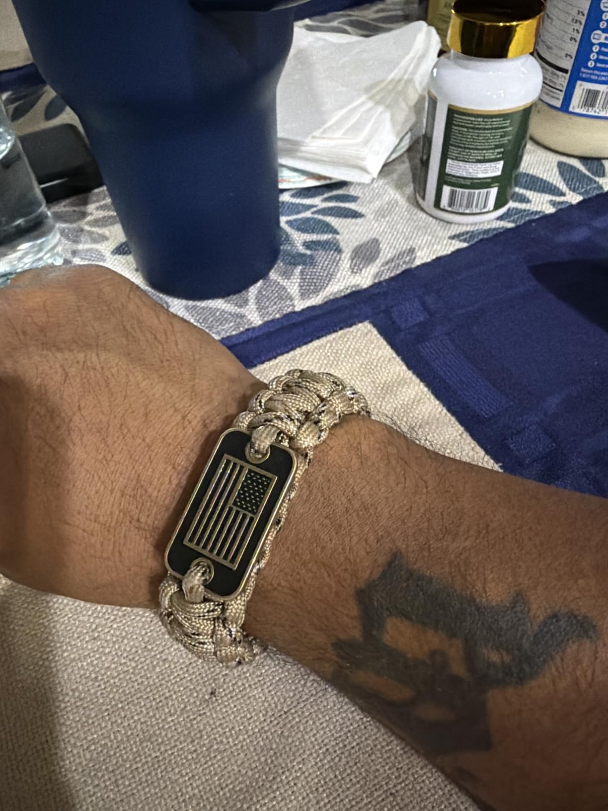 Hero Company Camo Paracord Bracelet - Tactical Survival Bracelet for Men with Bronze USA Flag - Helps Pair Military Veterans with a Companion Dog customer photo 1